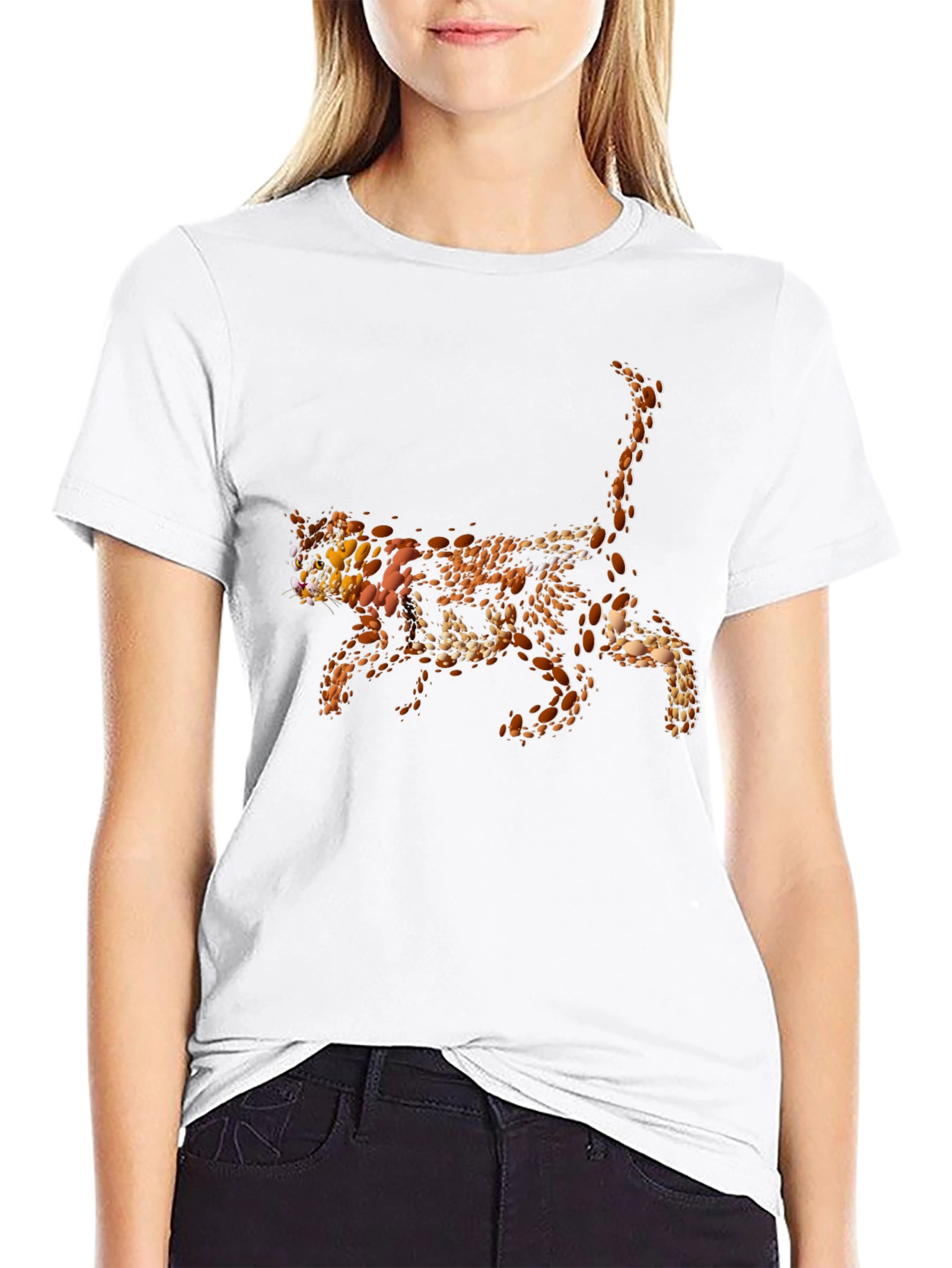 Abstract Cat Graphic Tee - Black T-Shirt