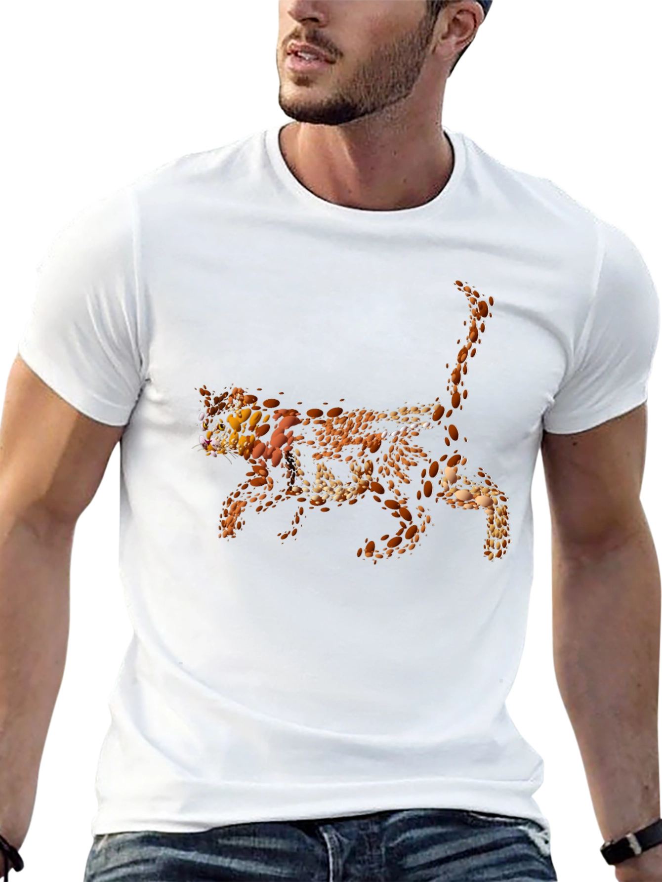 Abstract Cat Graphic Tee - Black T-Shirt
