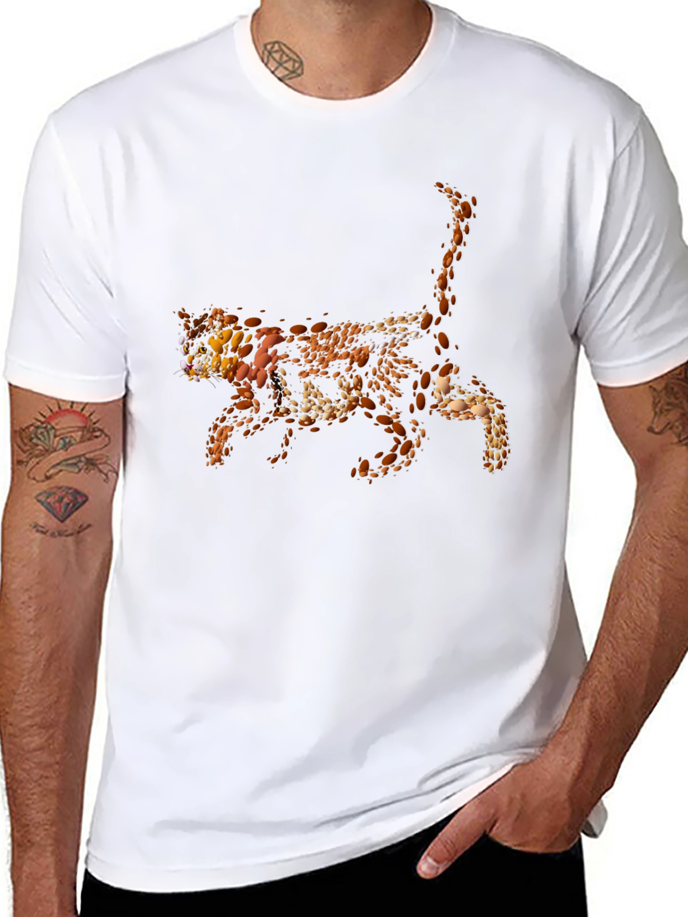 Abstract Cat Graphic Tee - Black T-Shirt