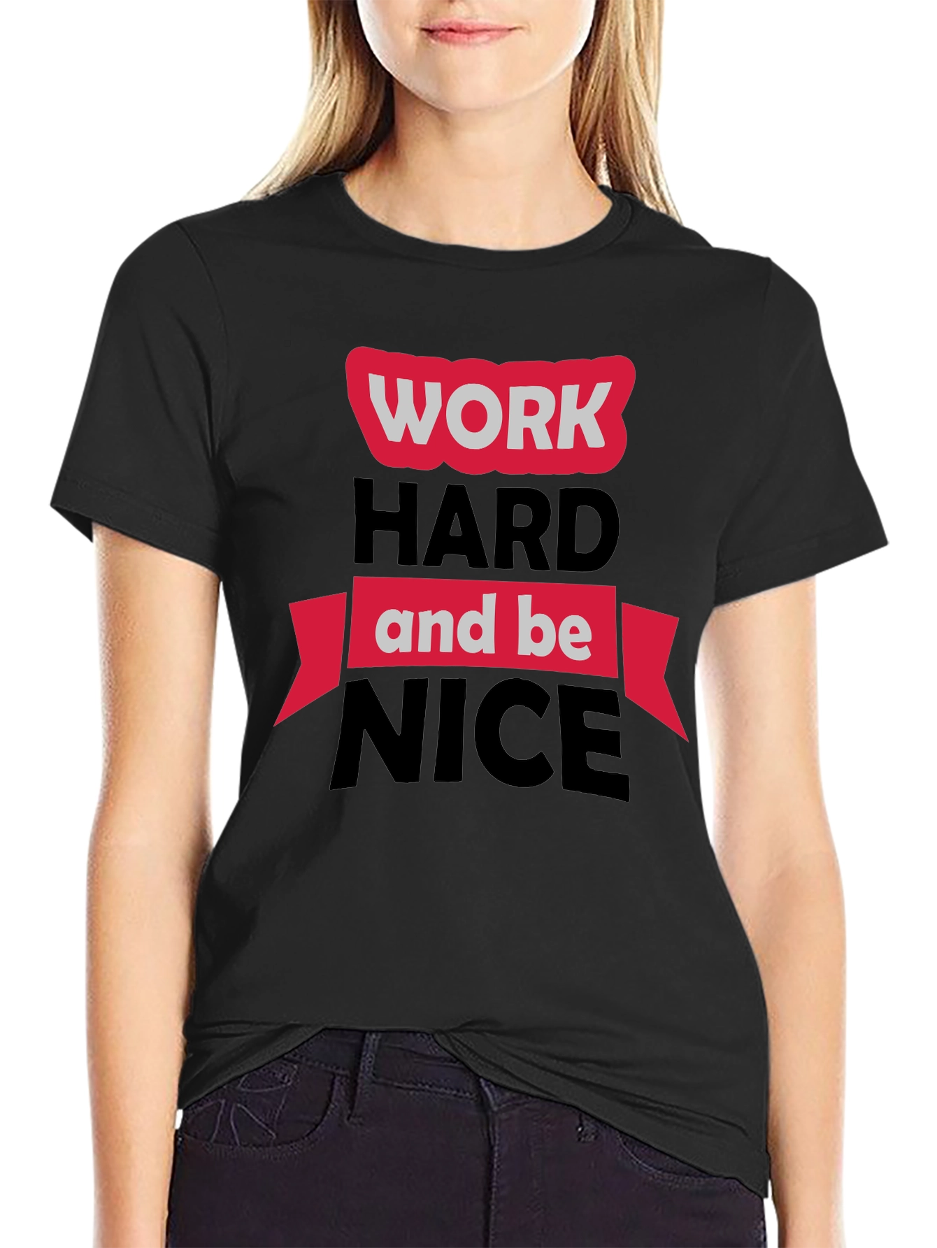 Work Hard Be Nice Black Graphic Tee