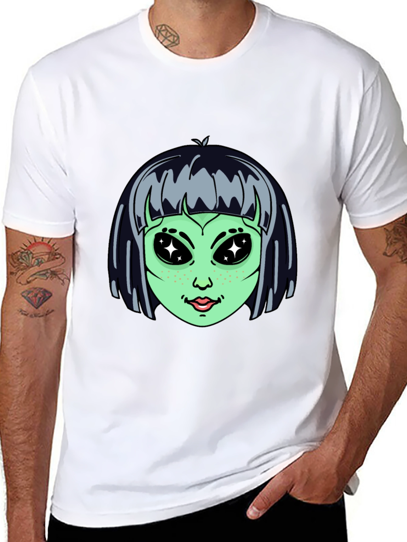 Alien Graphic Print Black T-Shirt