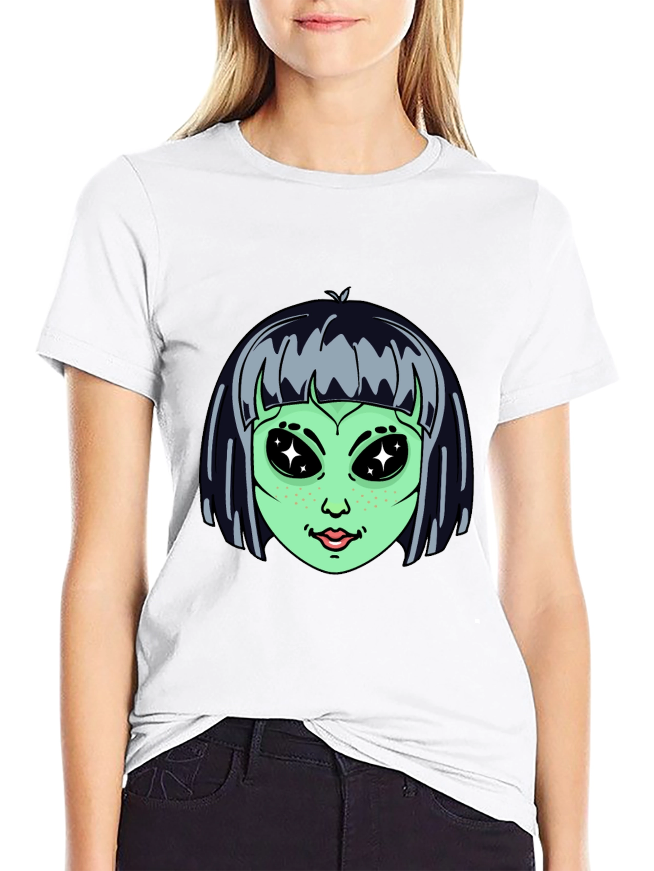 Alien Graphic Print Black T-Shirt
