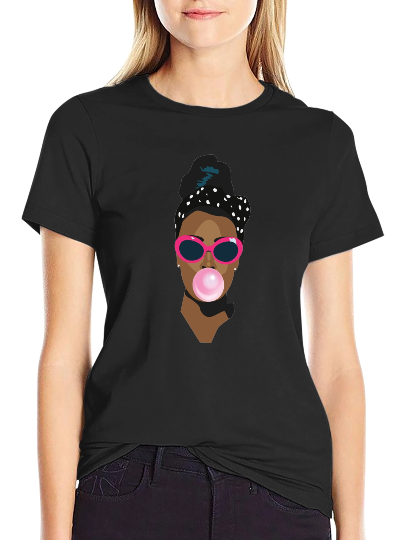 Cool Graphic Tee - Woman with Bubblegum