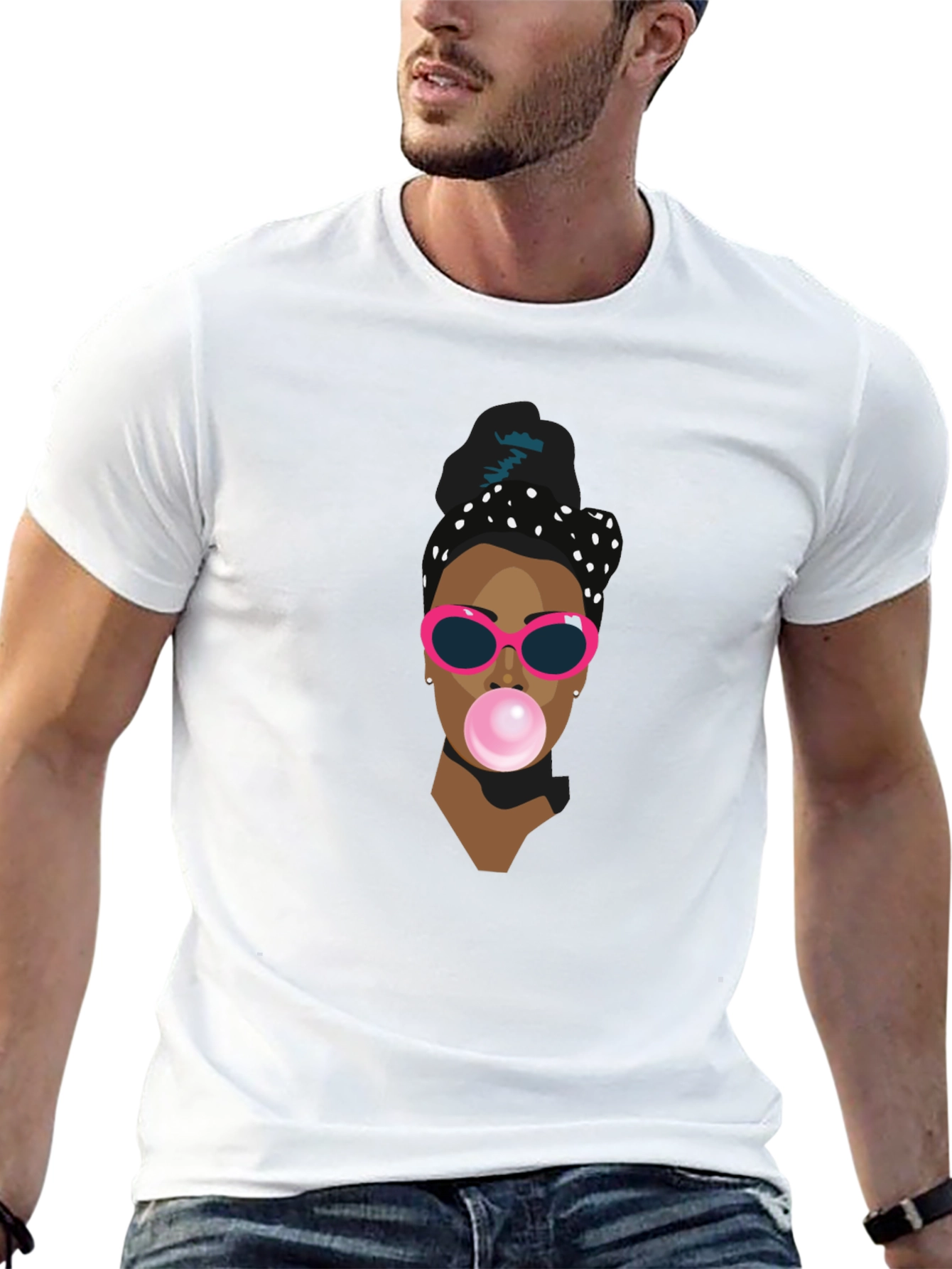 Cool Graphic Tee - Woman with Bubblegum