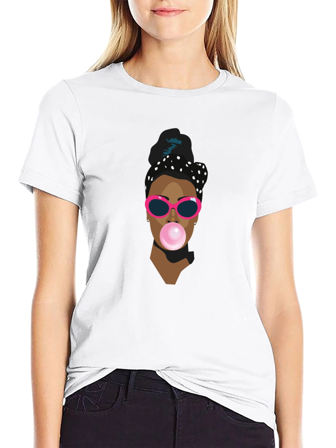 Cool Graphic Tee - Woman with Bubblegum