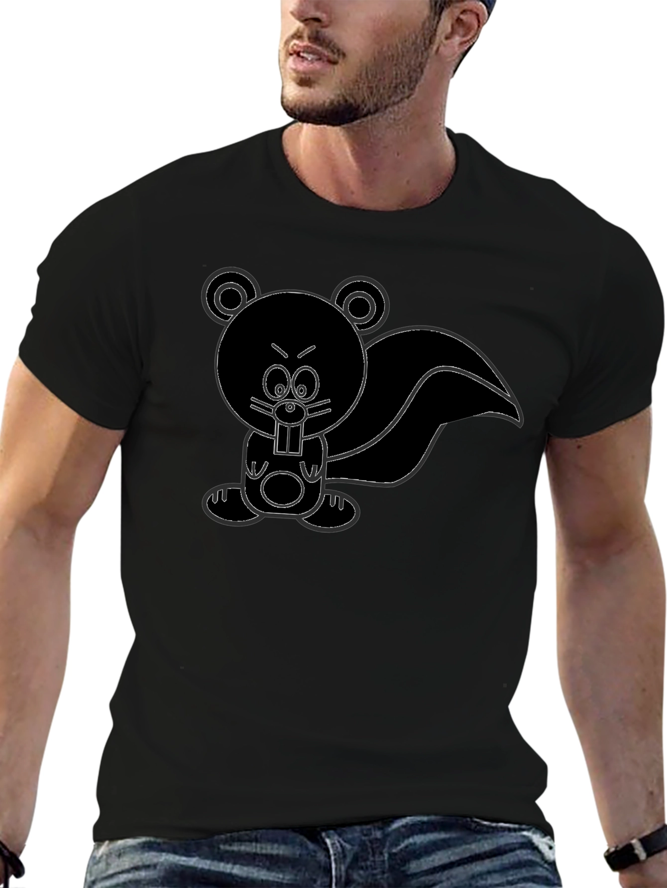 Cartoon Skunk Graphic Tee - Unisex Black T-Shirt