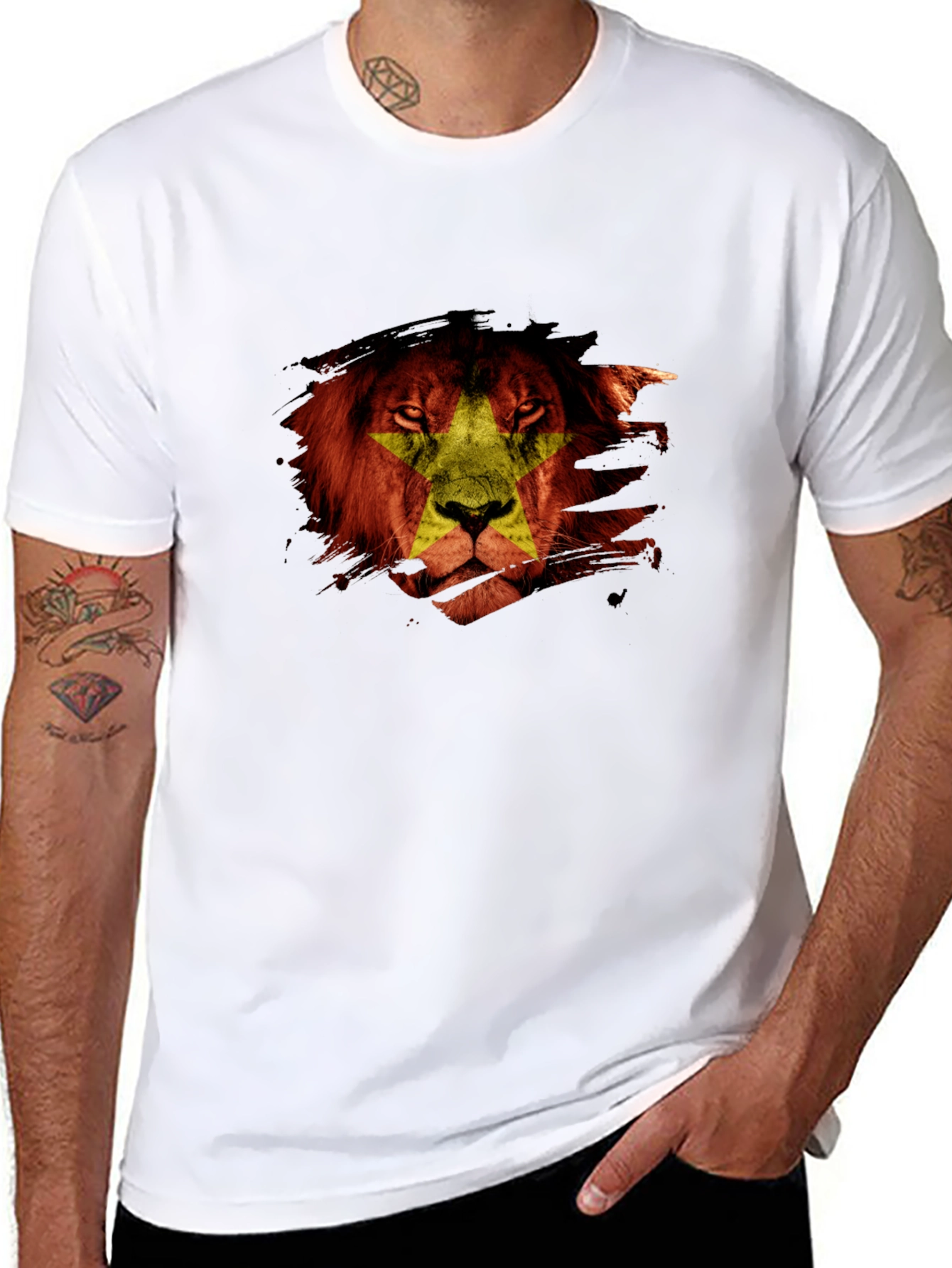 Lion Star Graphic Black T-Shirt