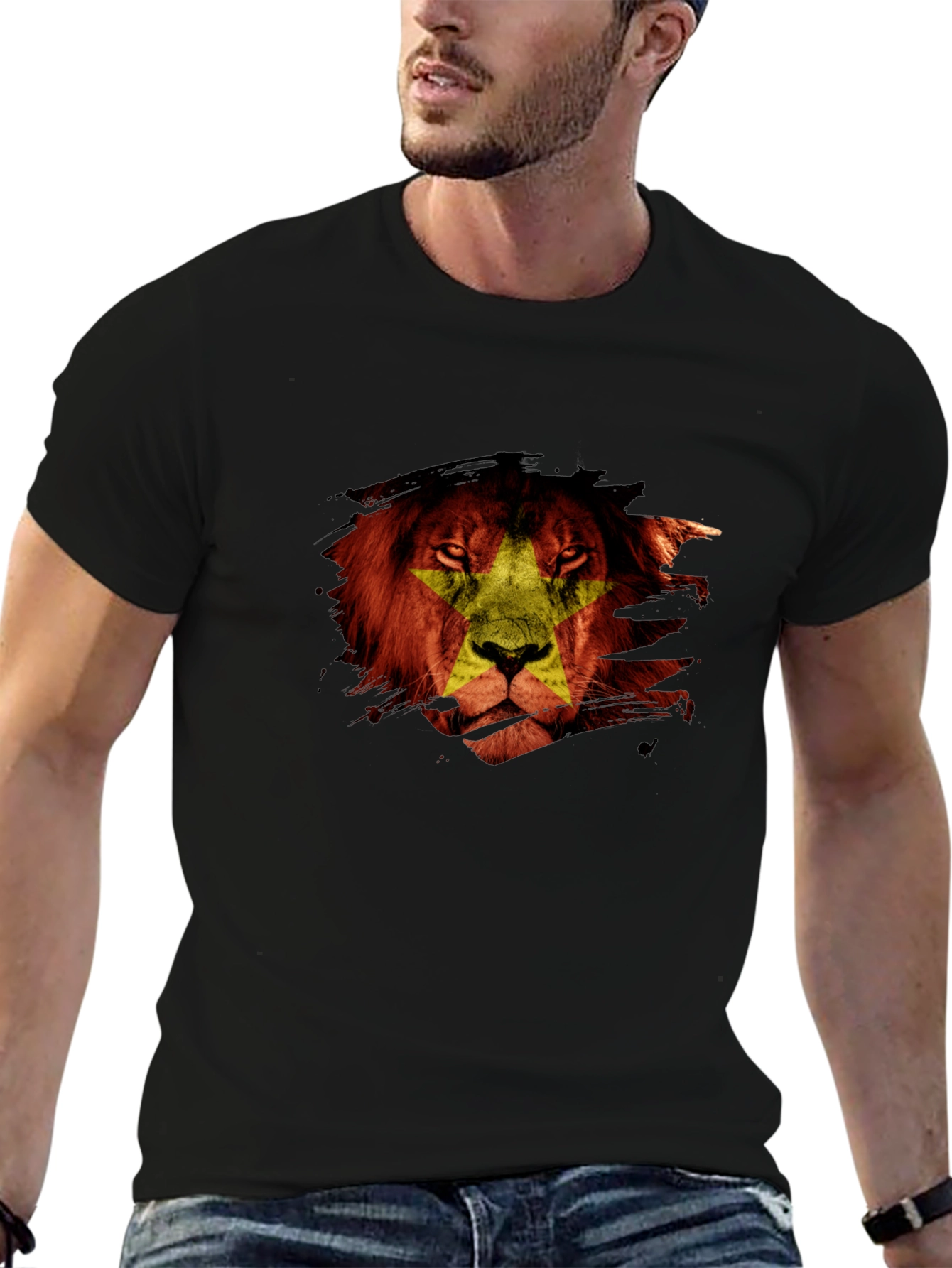 Lion Star Graphic Black T-Shirt