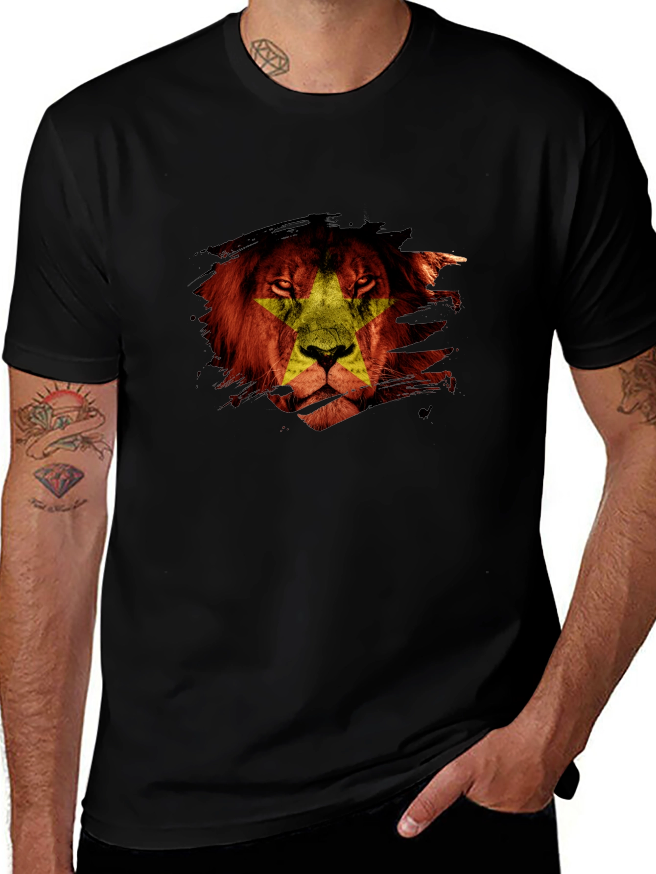 Lion Star Graphic Black T-Shirt