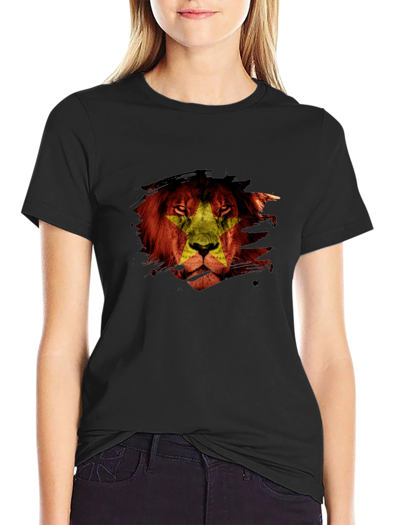 Lion Star Graphic Black T-Shirt