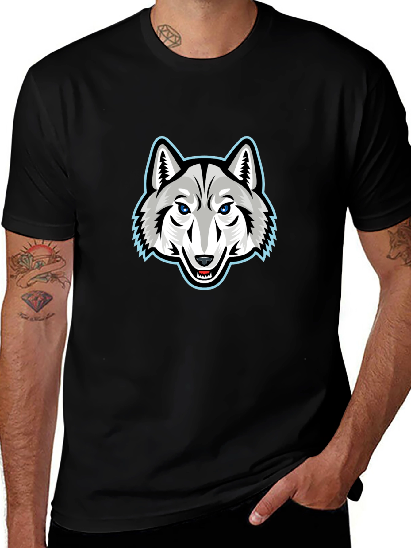 Cool Wolf Graphic T-Shirt - Black