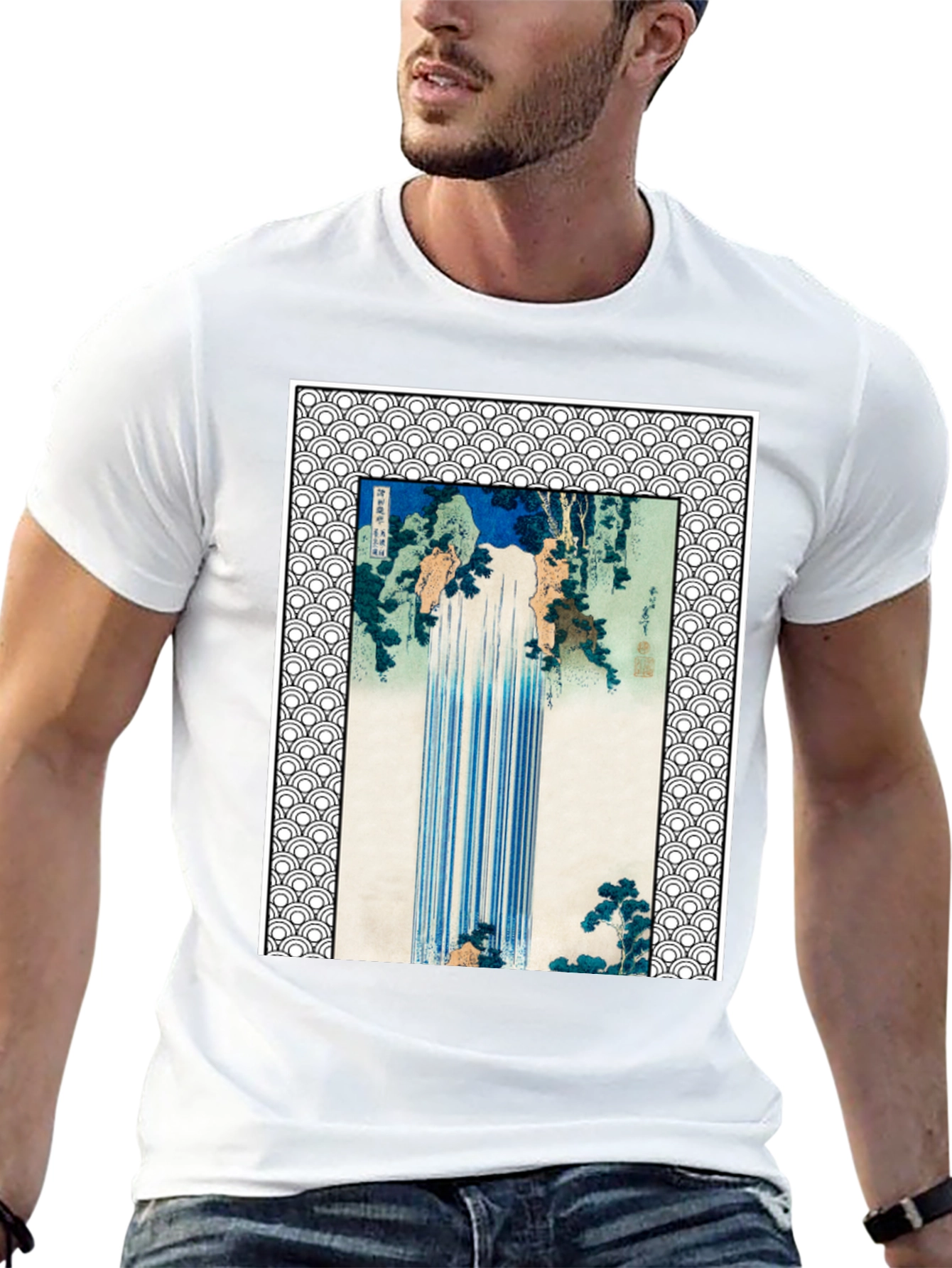 Waterfall Graphic Print Black T-Shirt