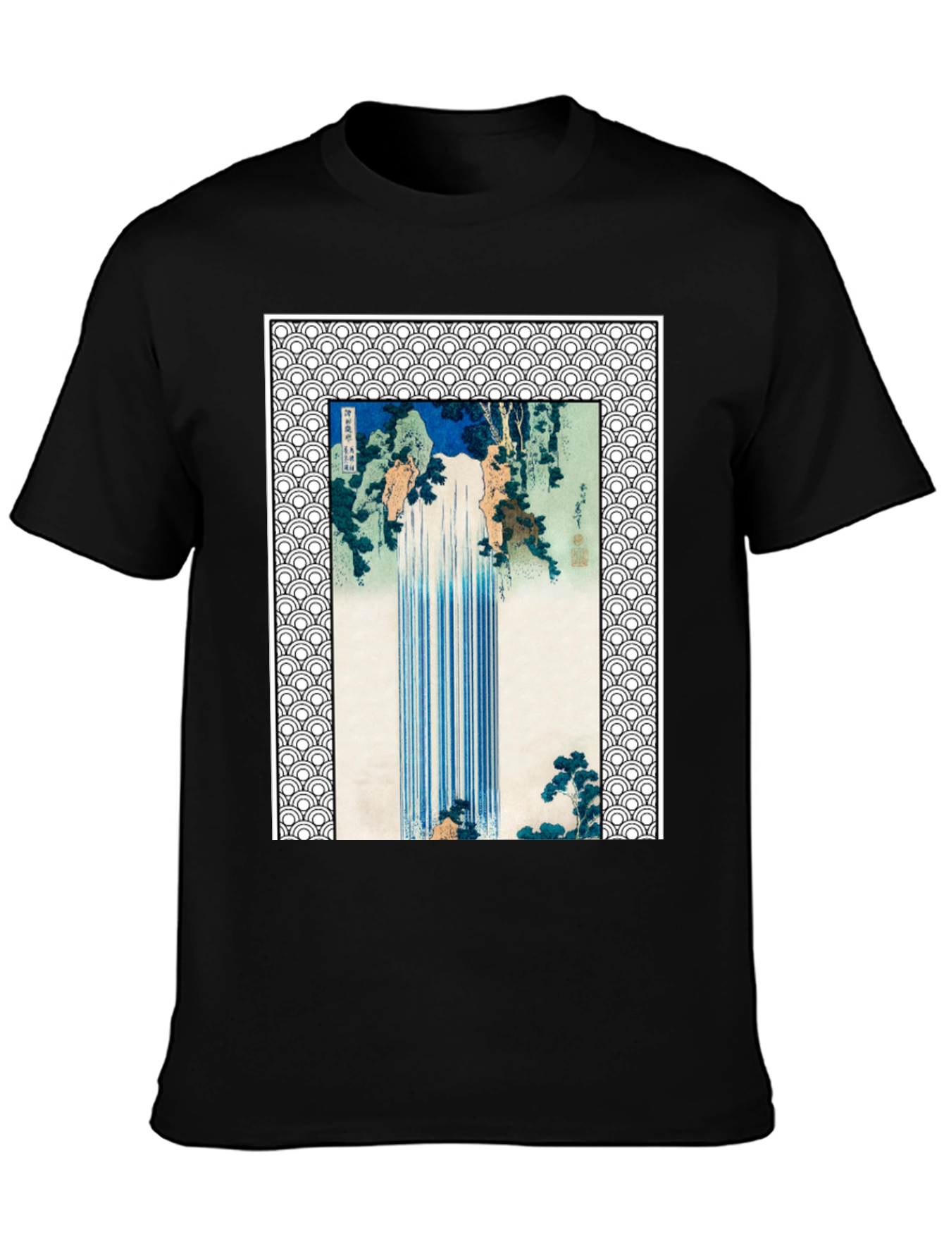 Waterfall Graphic Print Black T-Shirt