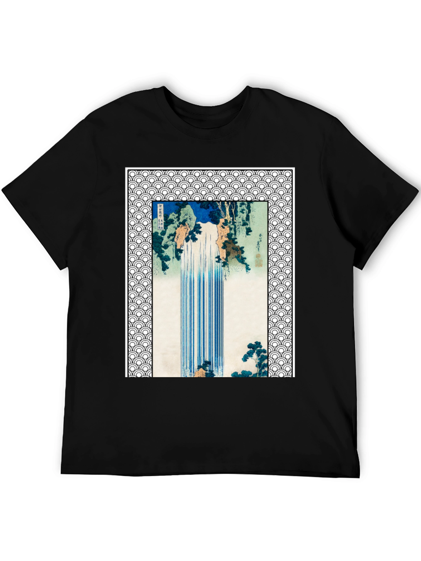 Waterfall Graphic Print Black T-Shirt