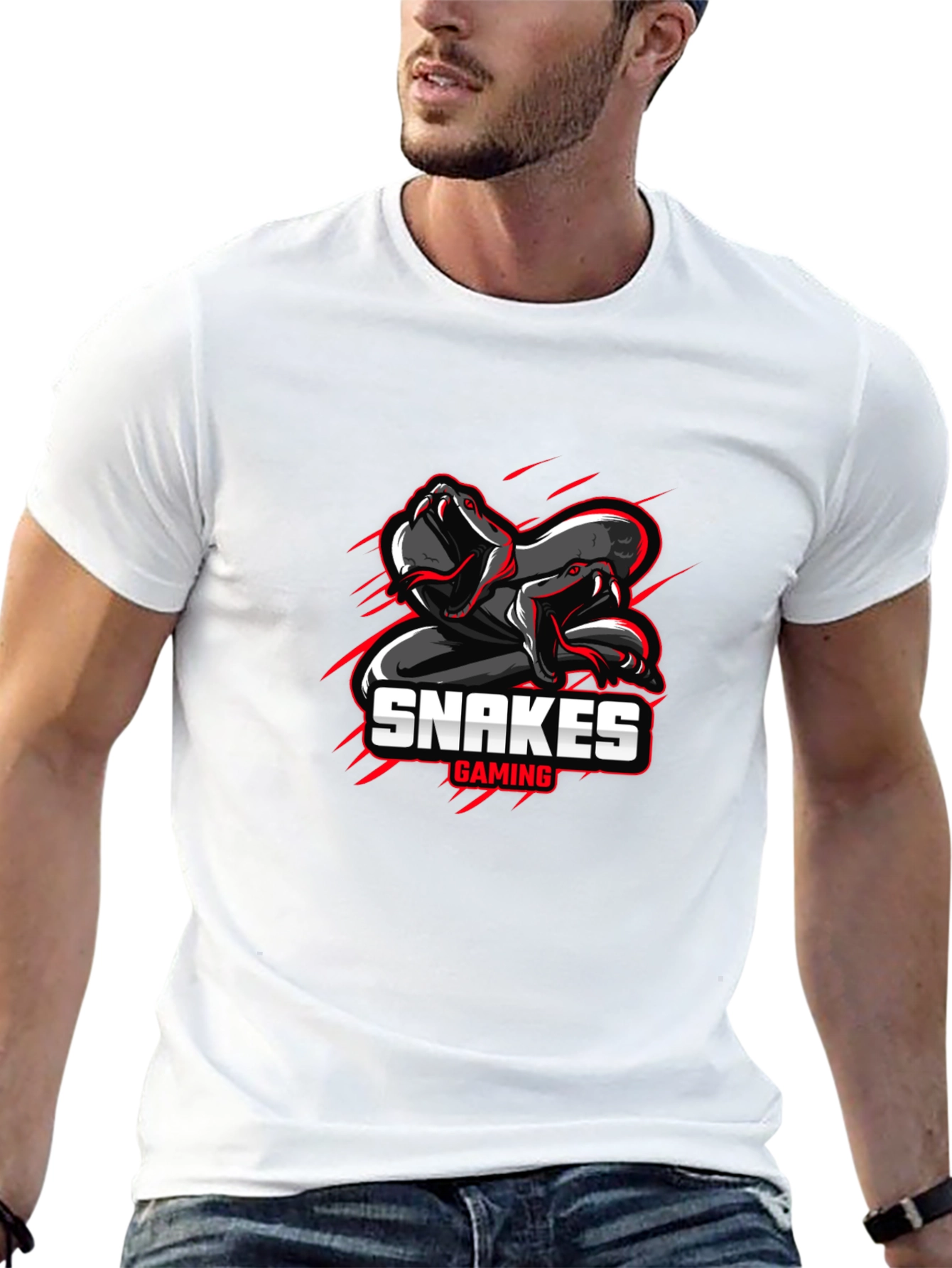 Snakes Gaming Black T-Shirt - Mens Graphic Tee