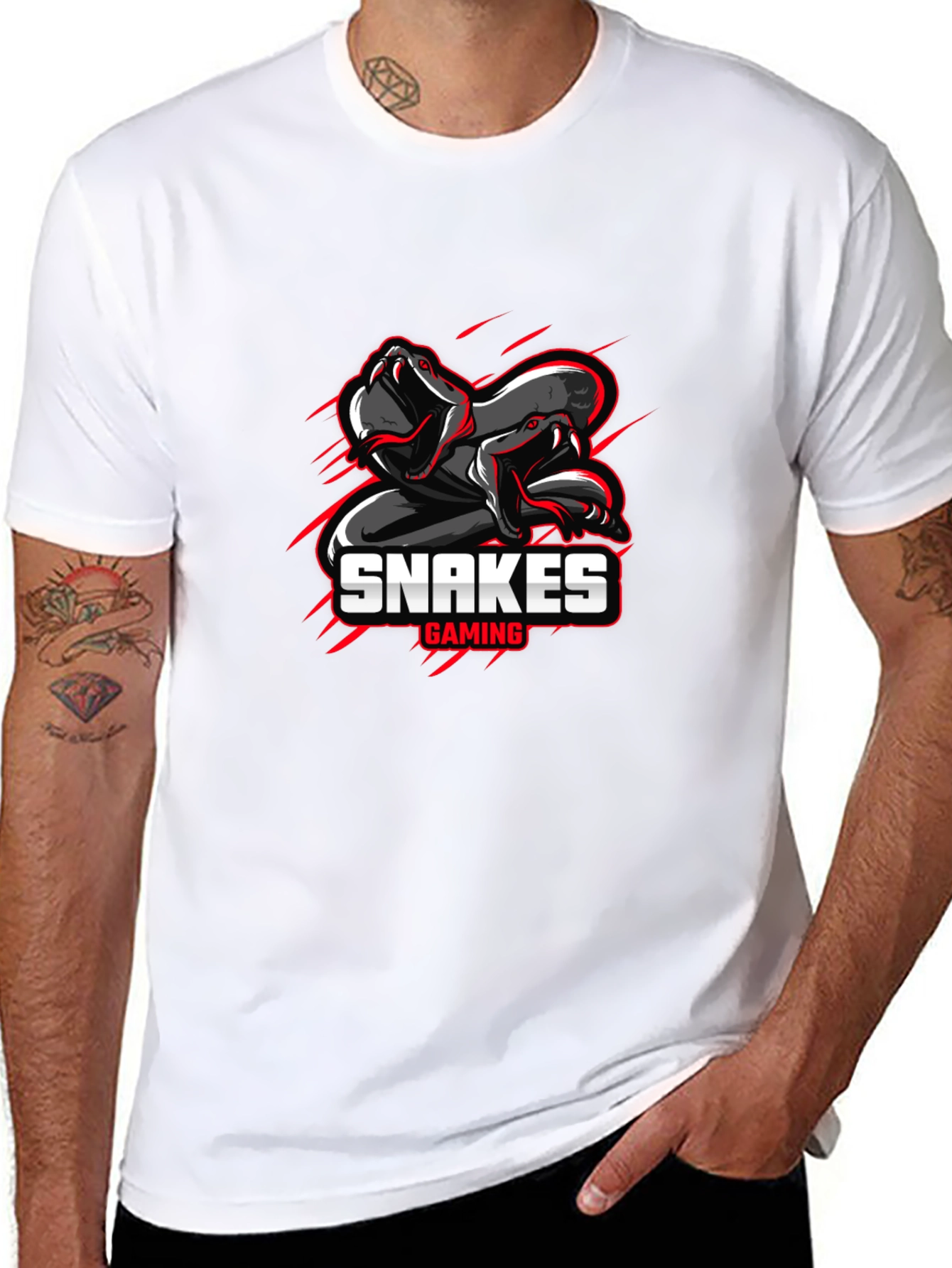 Snakes Gaming Black T-Shirt - Mens Graphic Tee