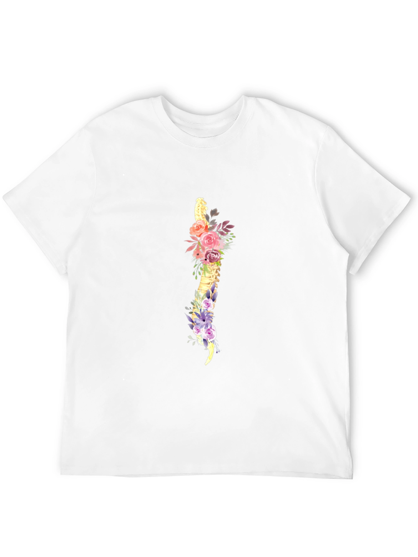 Floral Spine Graphic Tee - Black Cotton T-Shirt