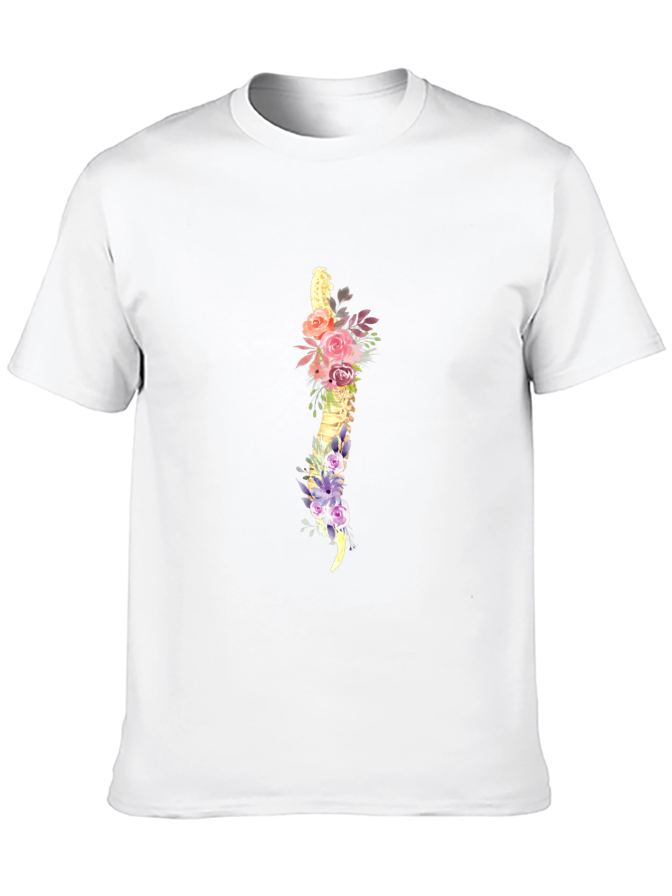 Floral Spine Graphic Tee - Black Cotton T-Shirt