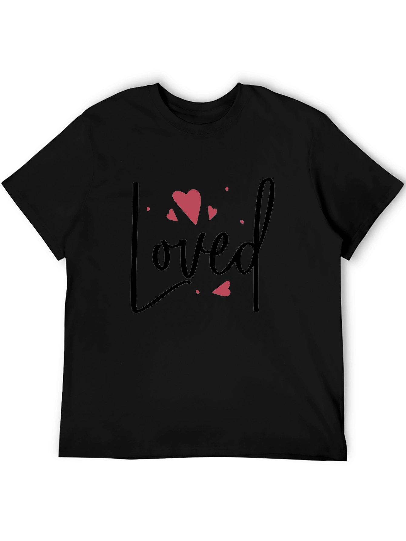 Loved Heart Graphic Tee - Black Cotton T-Shirt