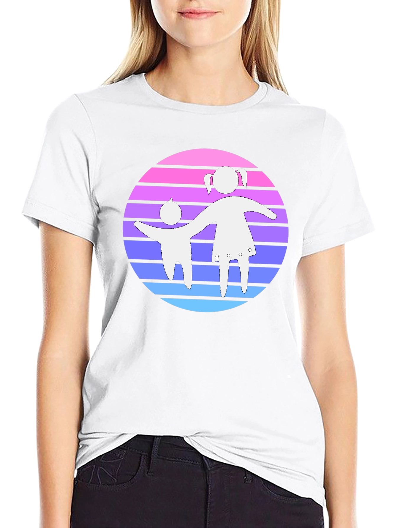 Retro Sunset Kids Graphic Tee - Unisex Black T-Shirt