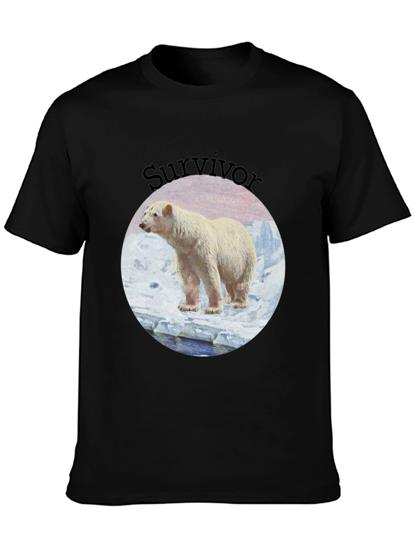 Polar Bear Survivor Black T-Shirt