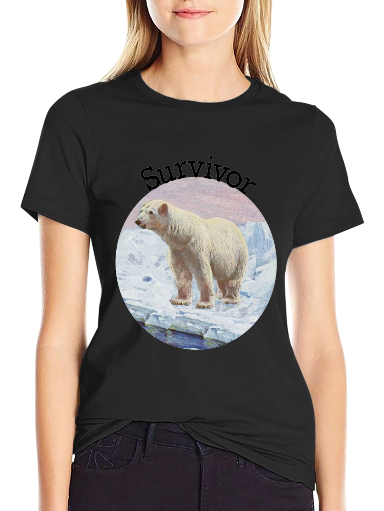 Polar Bear Survivor Black T-Shirt