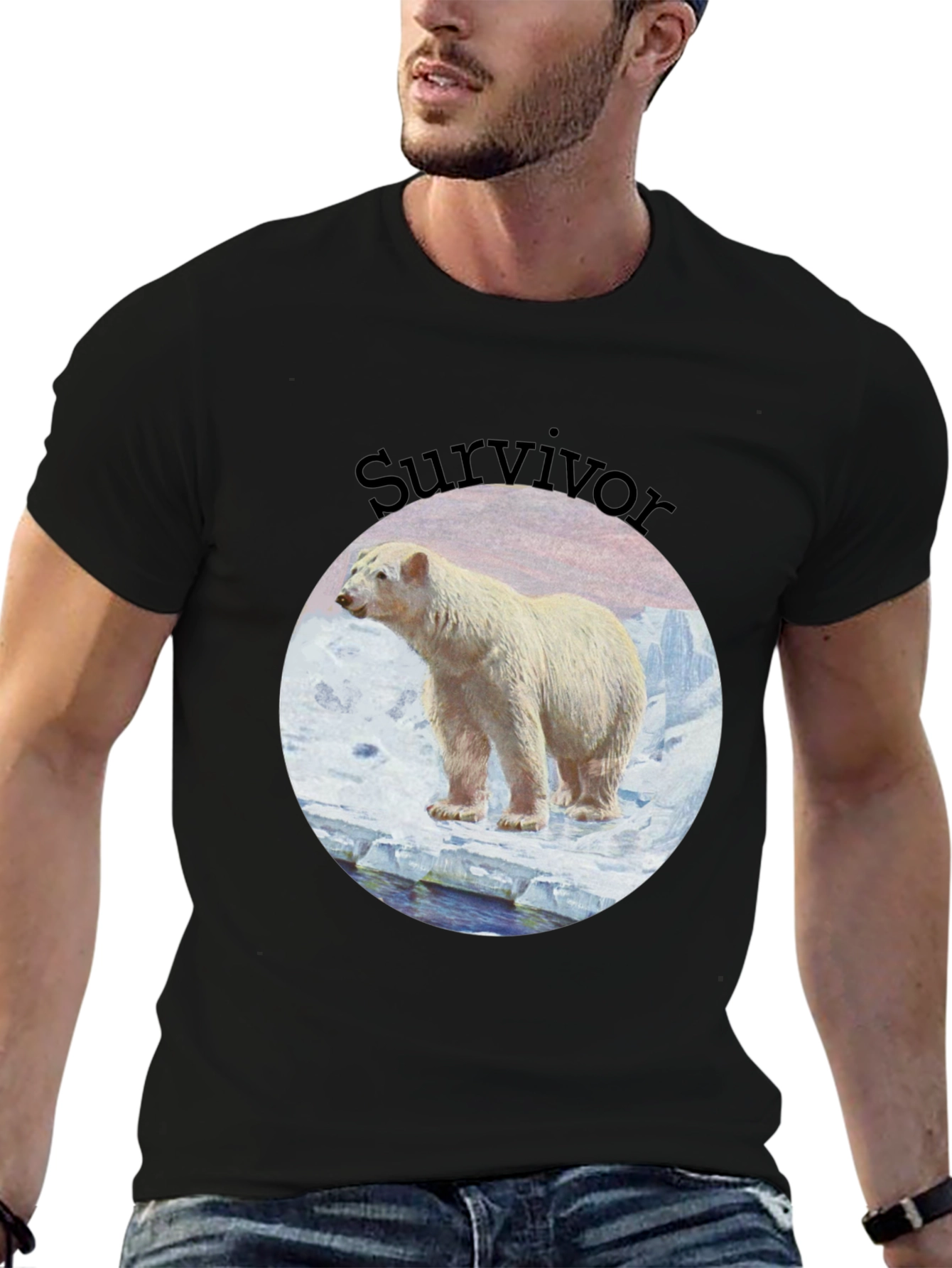 Polar Bear Survivor Black T-Shirt