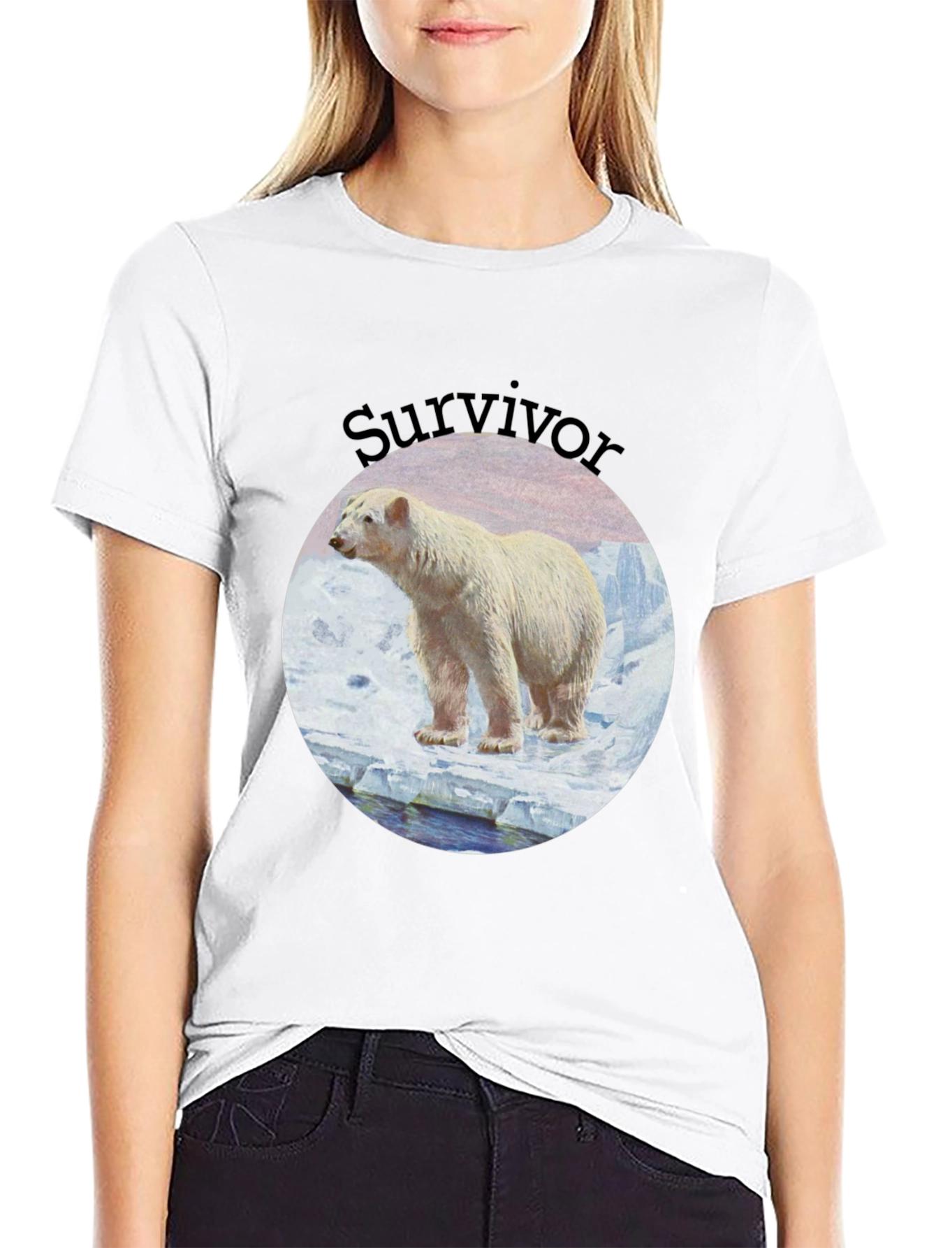Polar Bear Survivor Black T-Shirt
