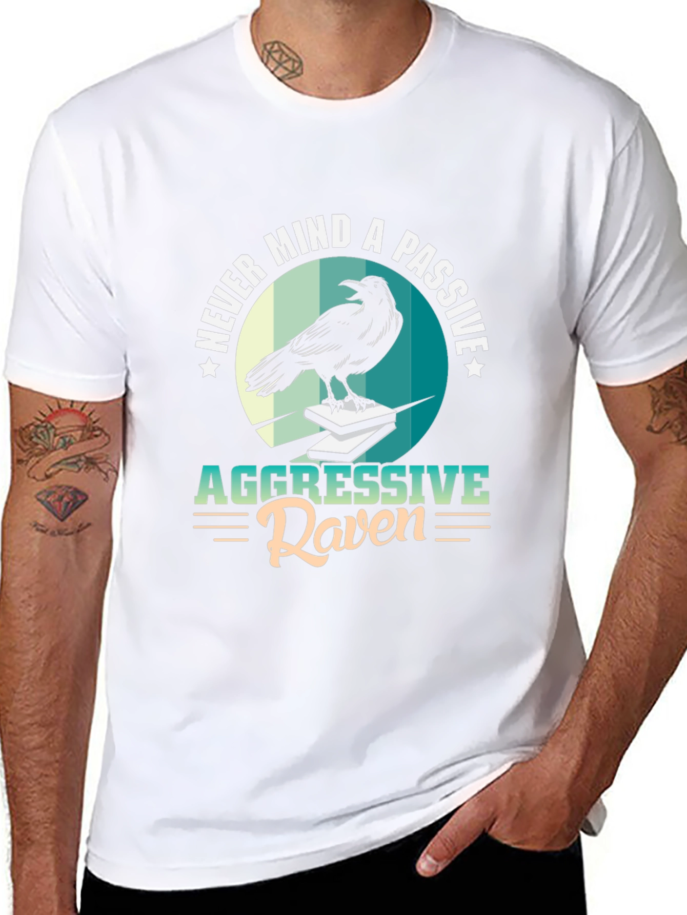 Aggressive Raven Graphic Tee - Unique Design Black T-Shirt