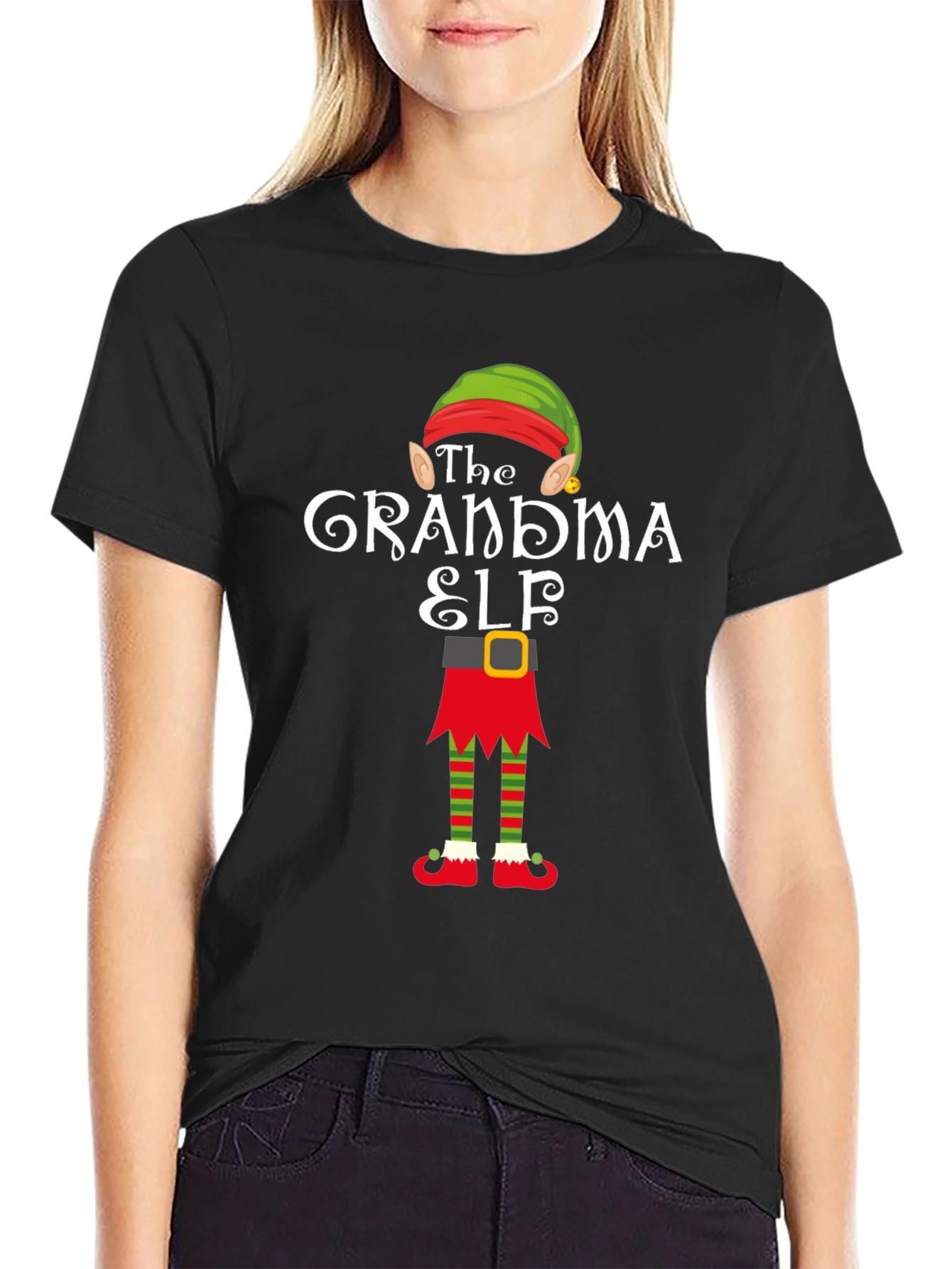 Grandma Elf Graphic Tee - Festive Holiday T-Shirt
