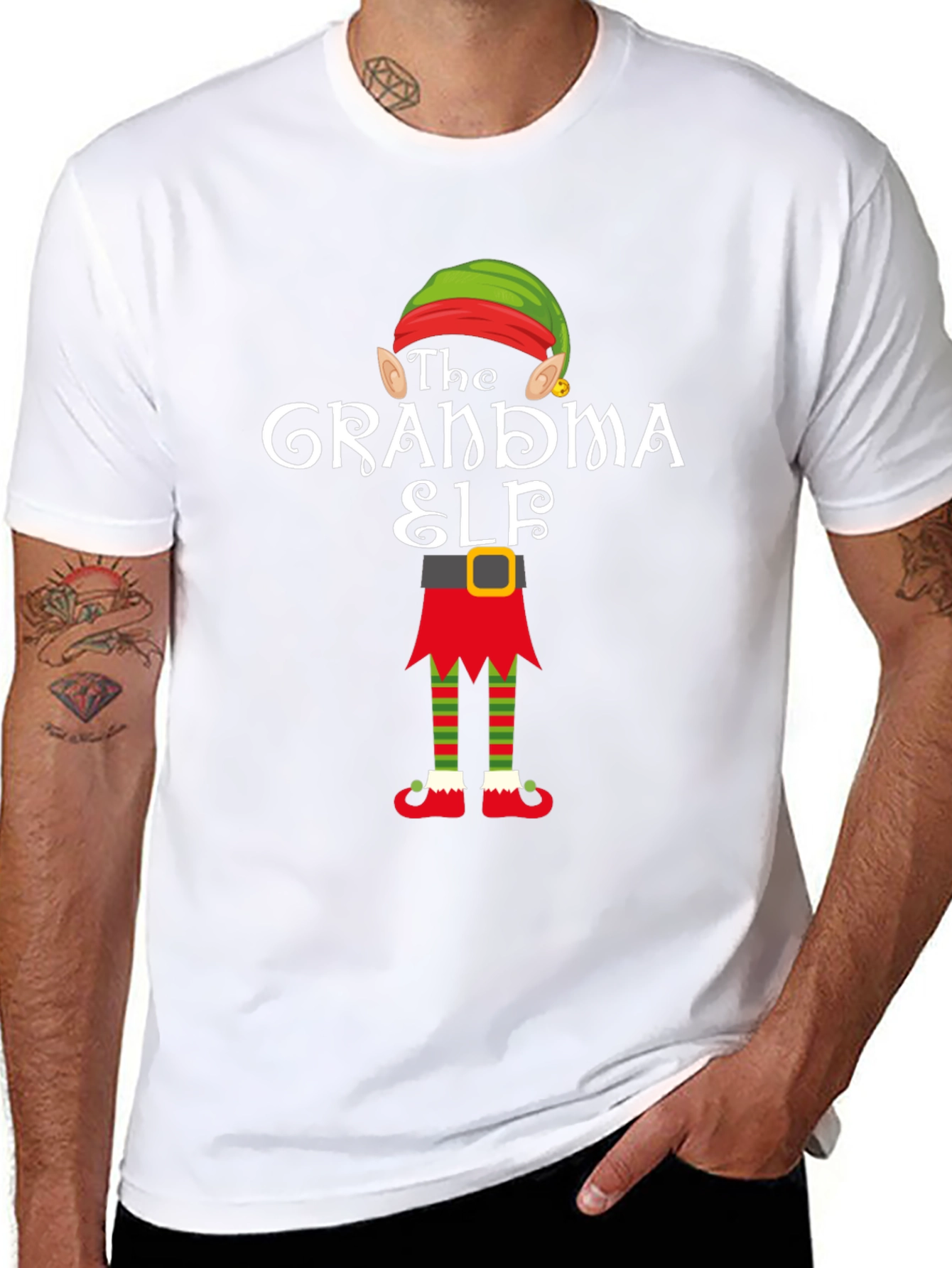 Grandma Elf Graphic Tee - Festive Holiday T-Shirt