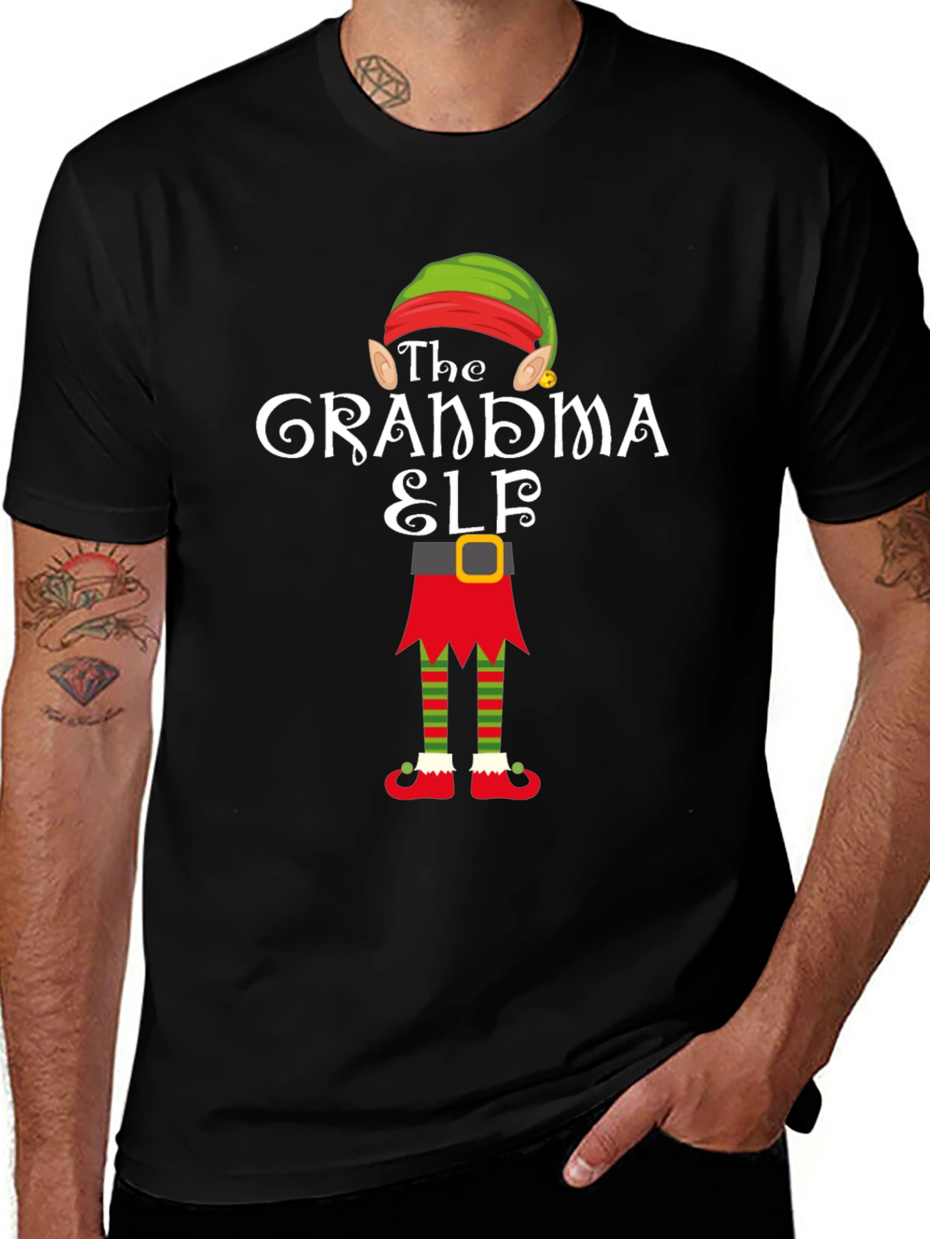 Grandma Elf Graphic Tee - Festive Holiday T-Shirt