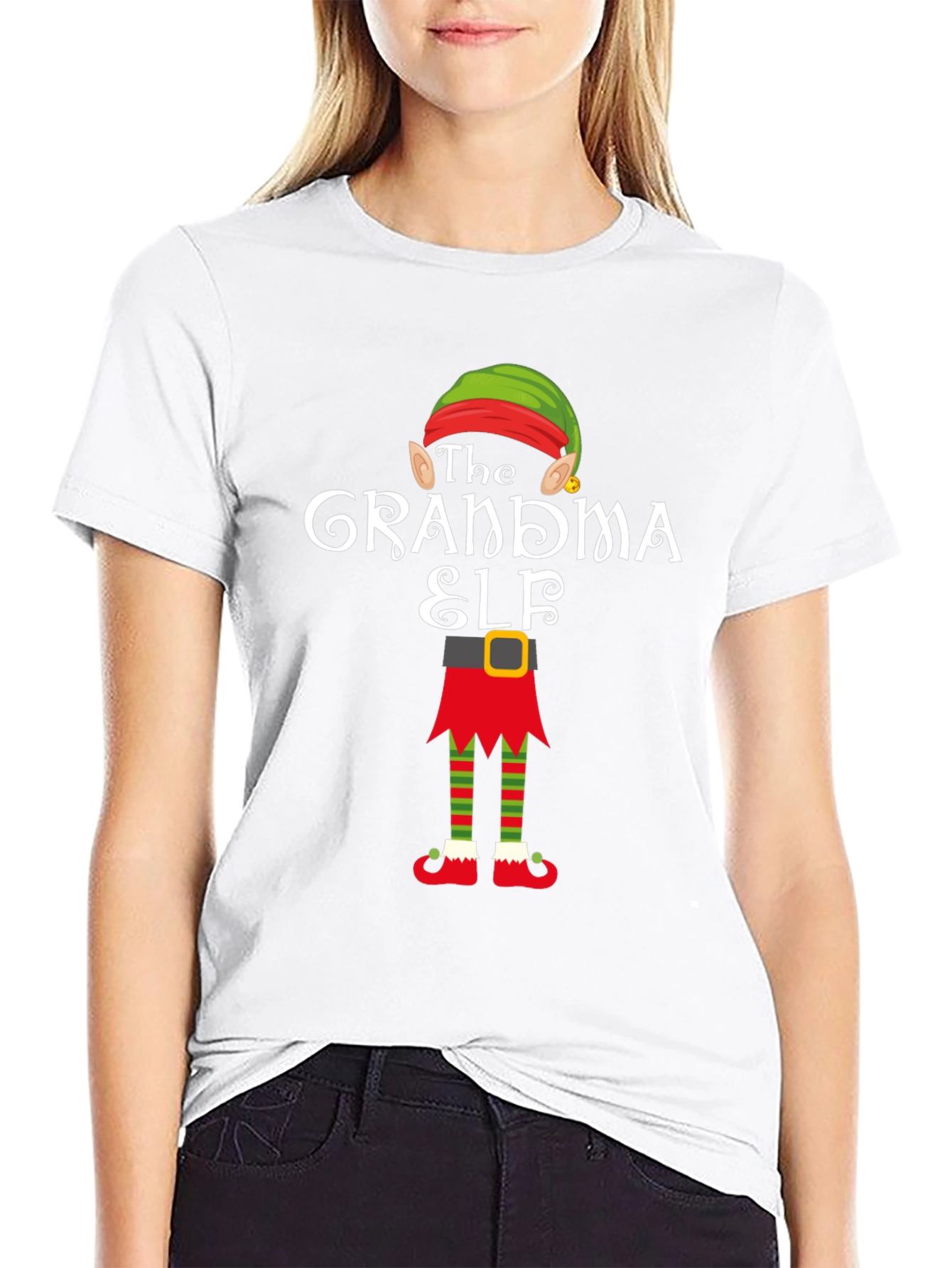 Grandma Elf Graphic Tee - Festive Holiday T-Shirt