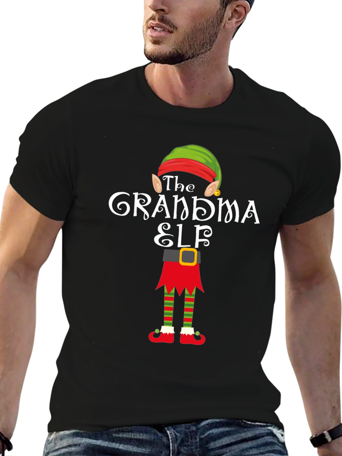 Grandma Elf Graphic Tee - Festive Holiday T-Shirt