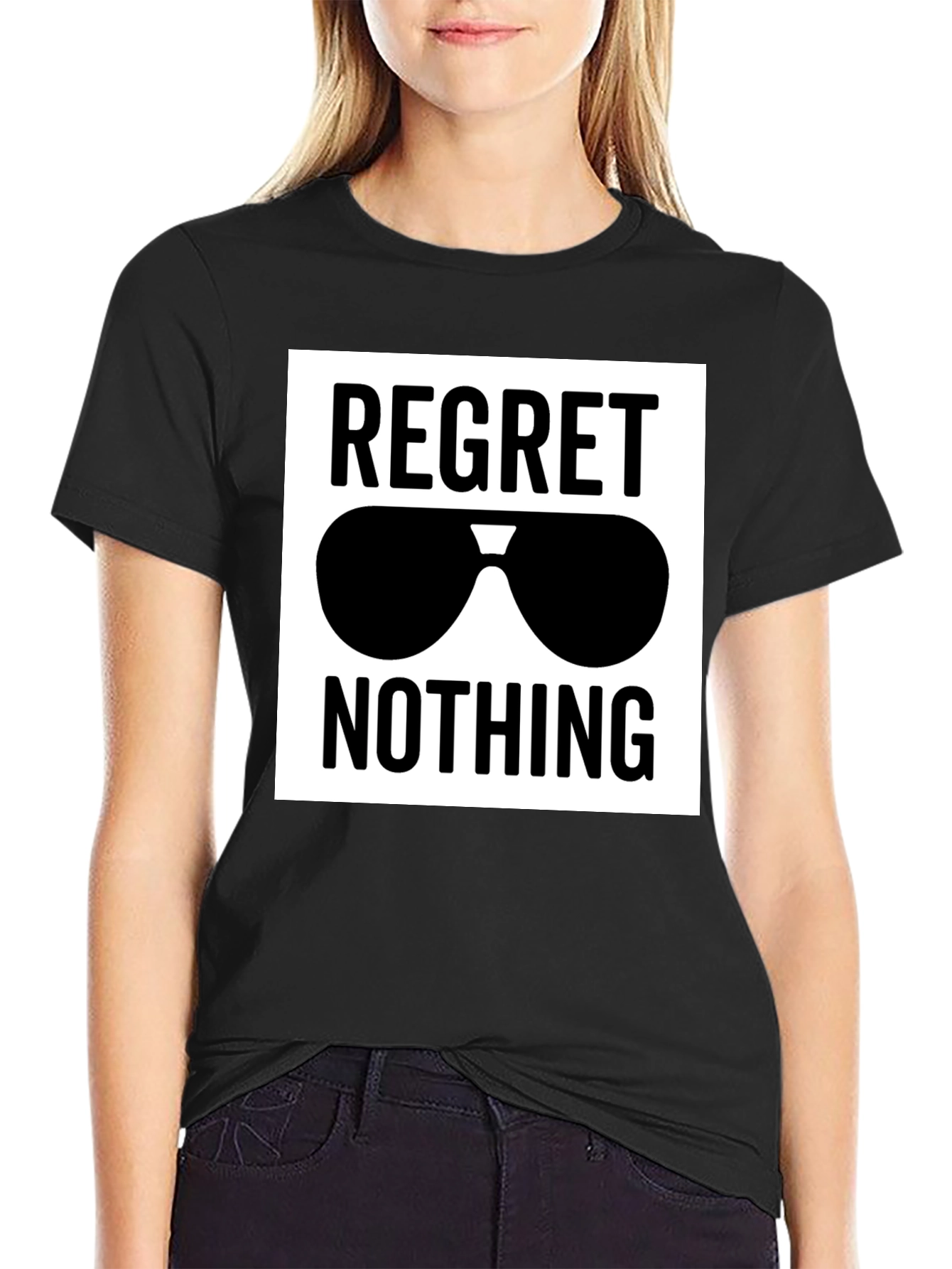 Regret Nothing Sunglasses Graphic Tee - Black