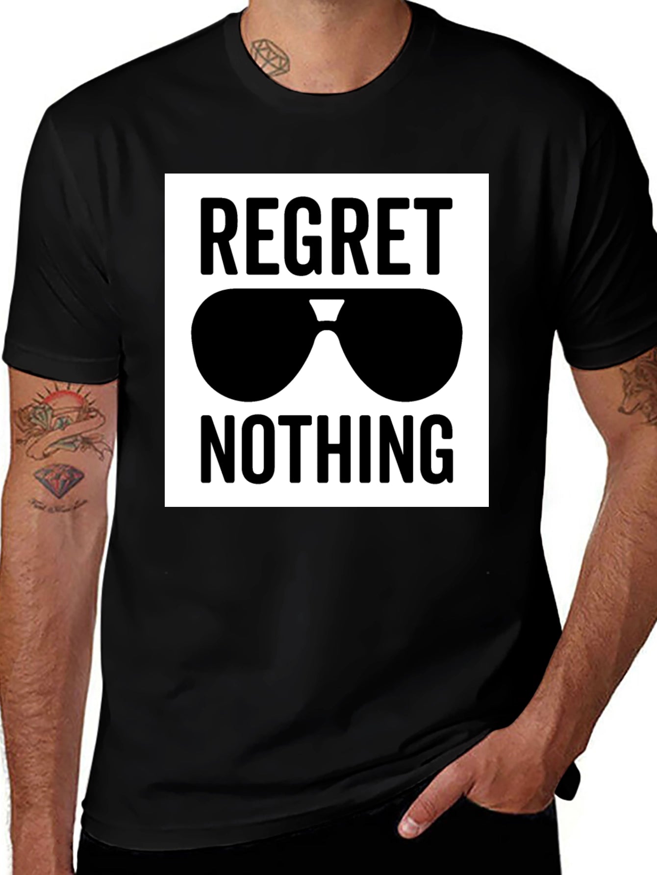 Regret Nothing Sunglasses Graphic Tee - Black
