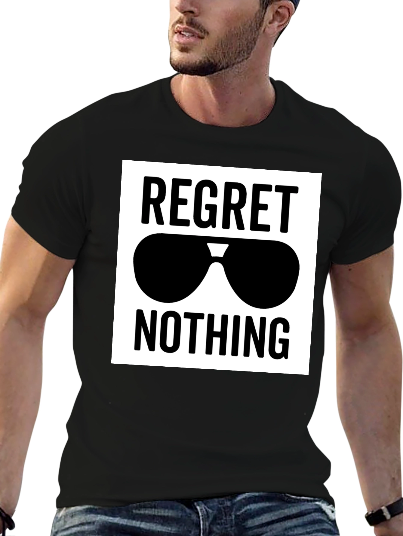 Regret Nothing Sunglasses Graphic Tee - Black