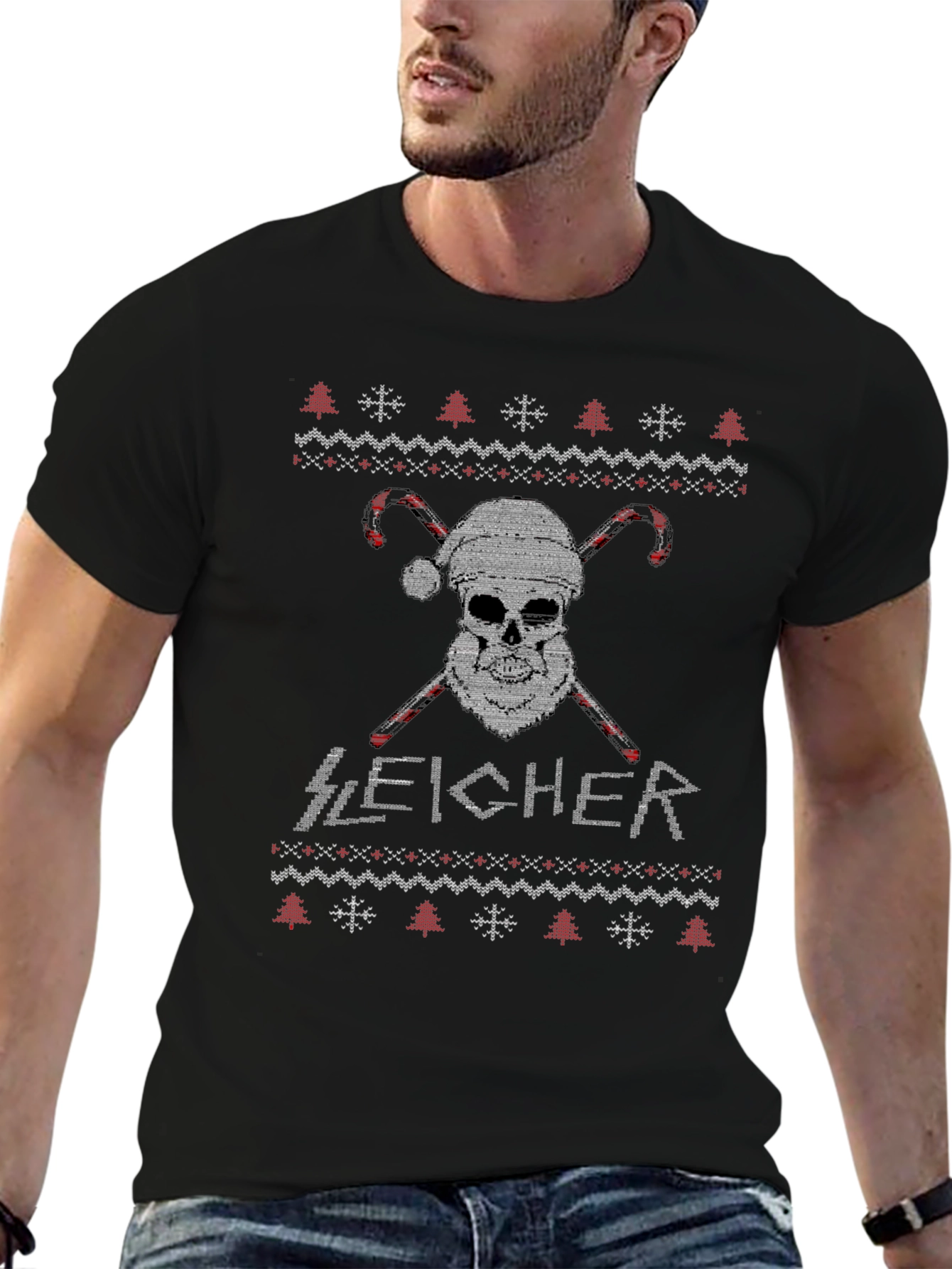 Sleigh-er Christmas Skull T-Shirt