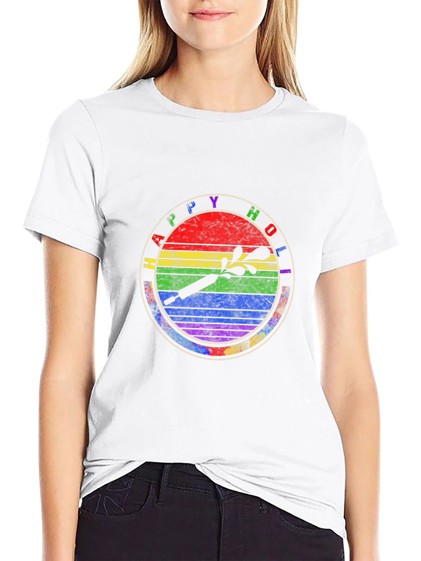 Happy Holi Rainbow Graphic T-Shirt