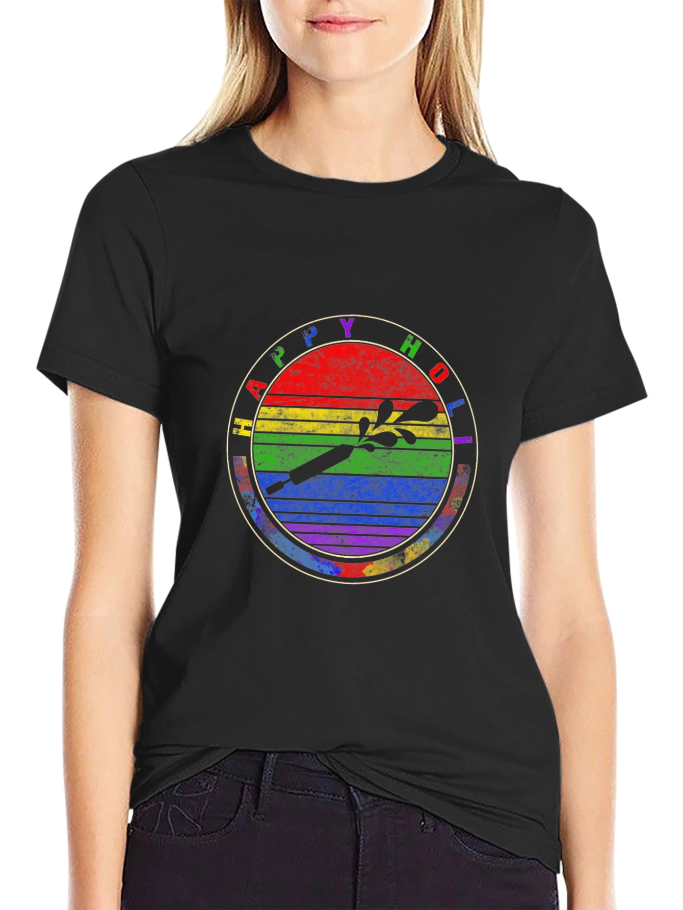 Happy Holi Rainbow Graphic T-Shirt