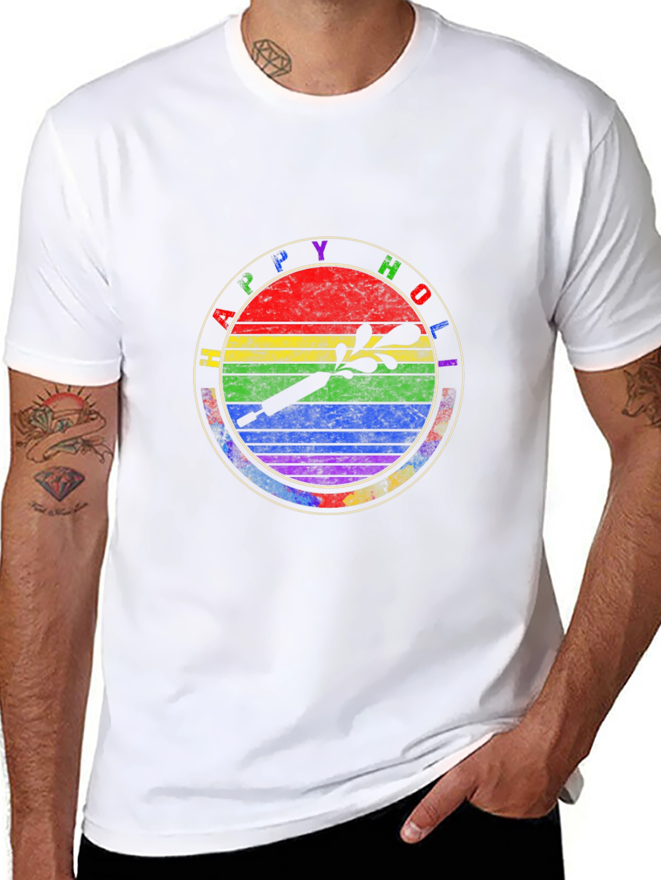 Happy Holi Rainbow Graphic T-Shirt