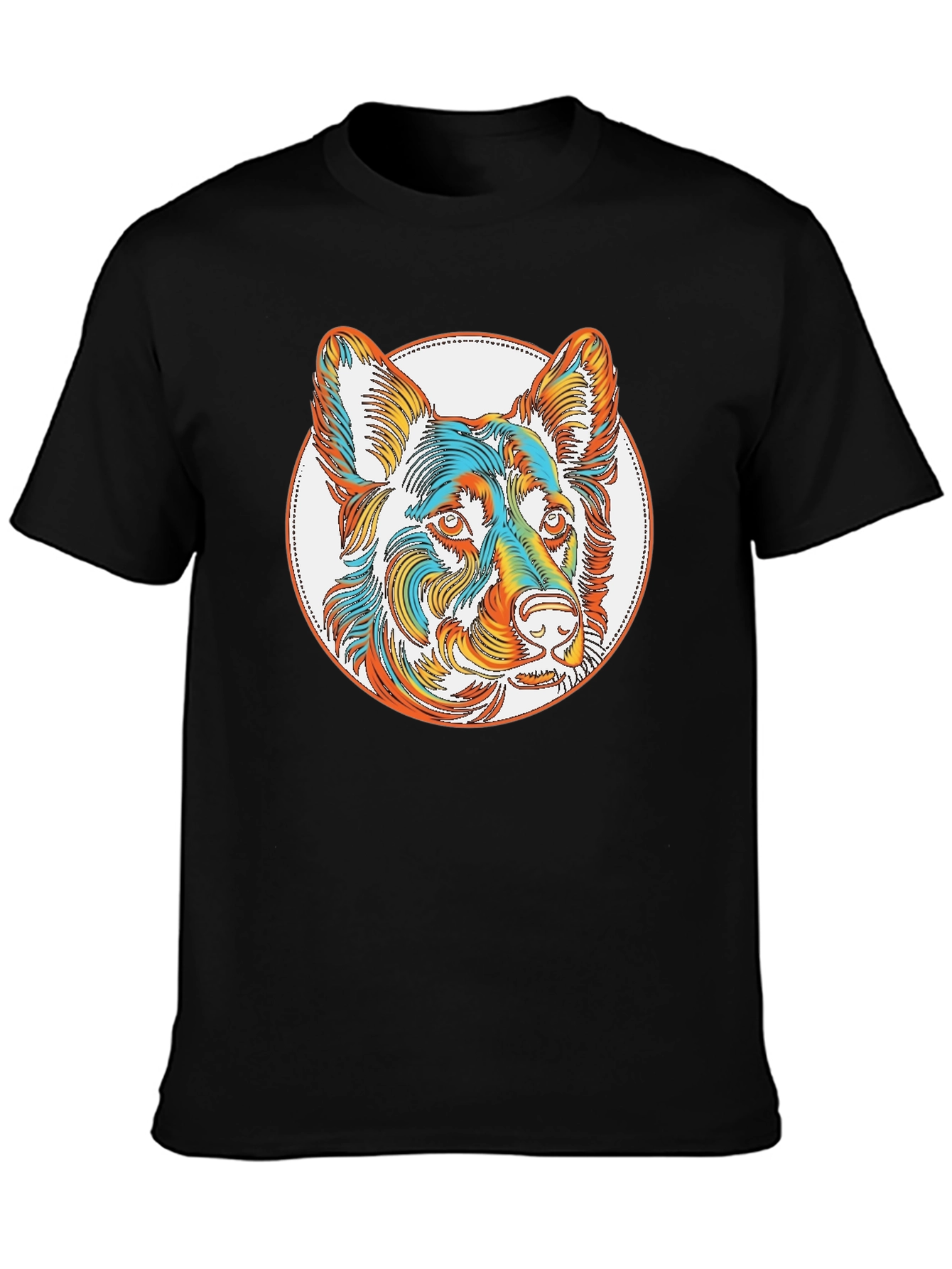 Dog Portrait Graphic Tee - Stylish Black T-Shirt