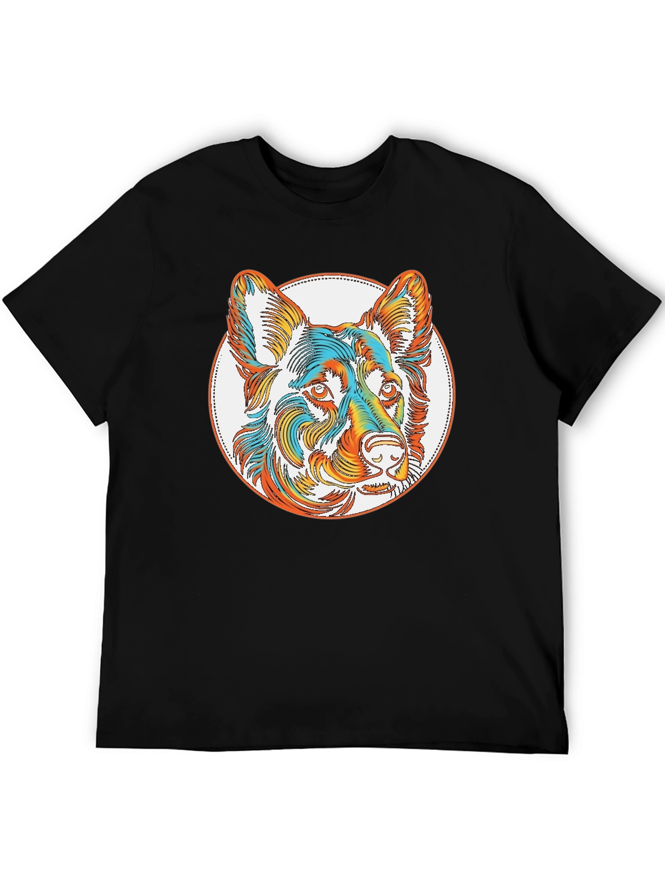Dog Portrait Graphic Tee - Stylish Black T-Shirt