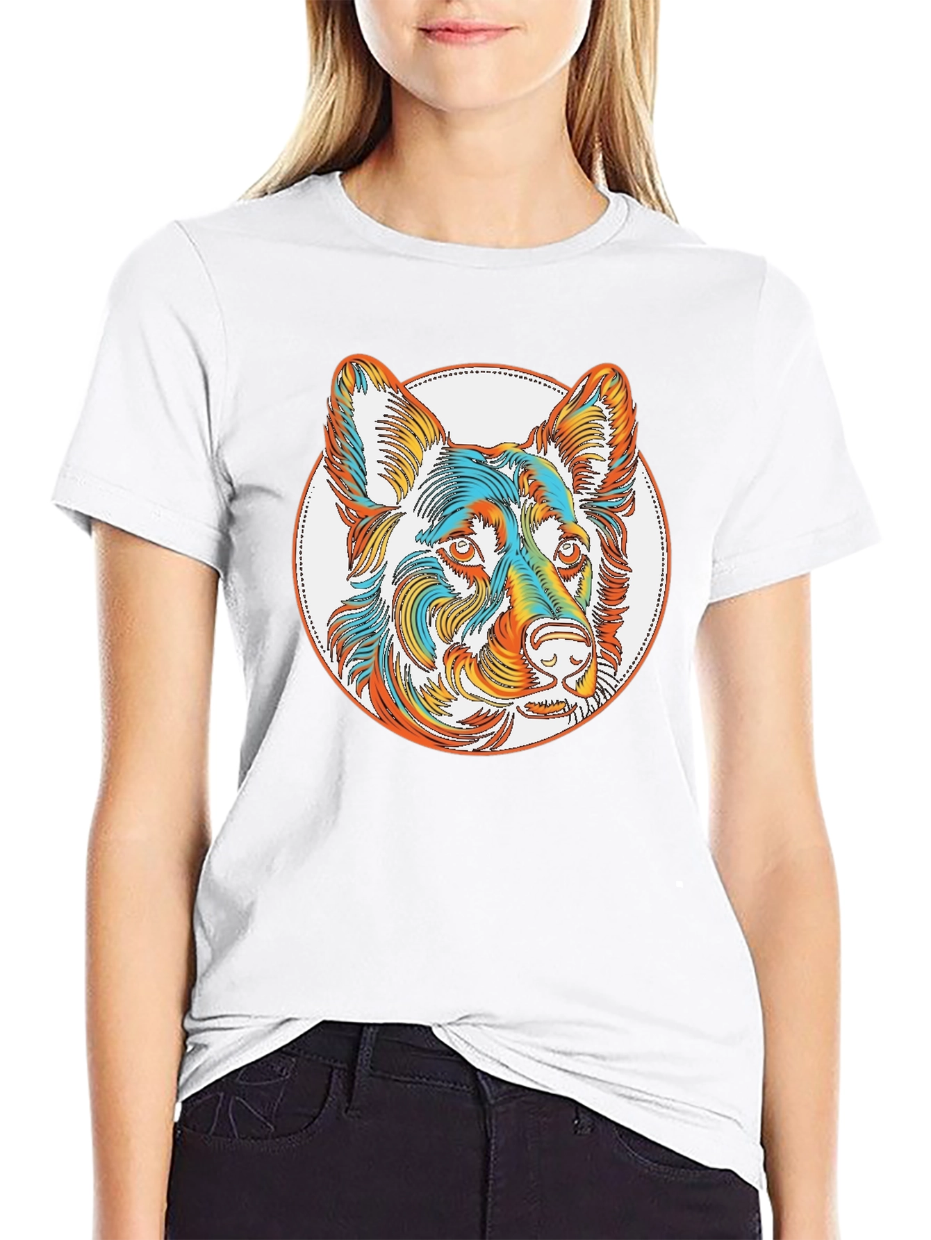Dog Portrait Graphic Tee - Stylish Black T-Shirt