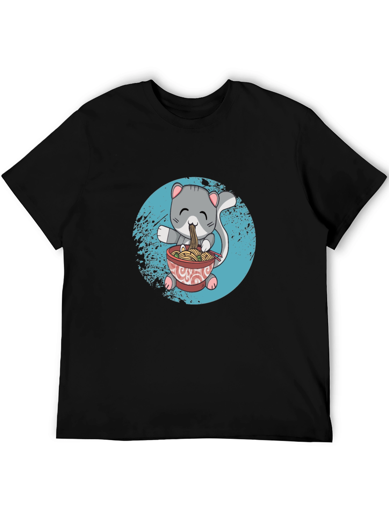 Cat Ramen Graphic T-Shirt - Kawaii Anime Style