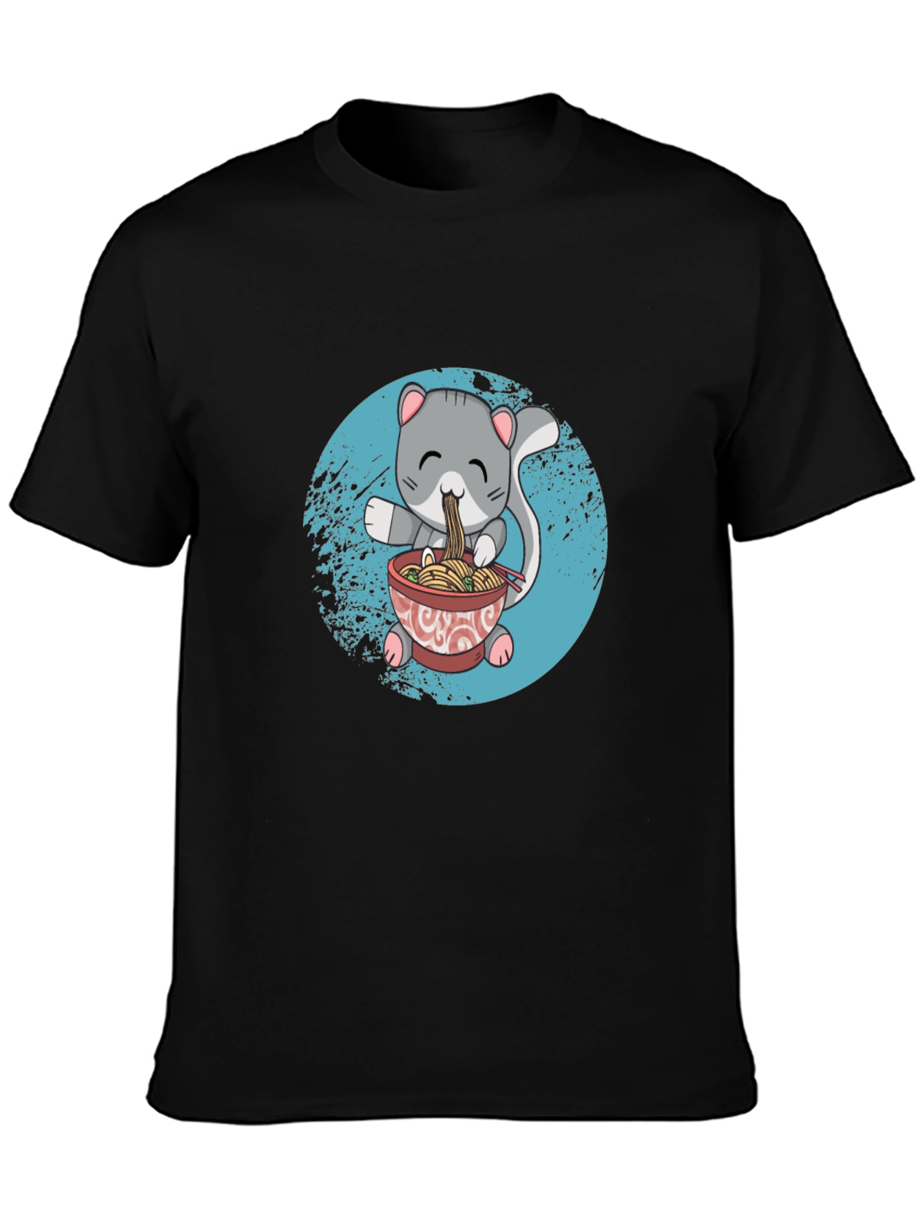 Cat Ramen Graphic T-Shirt - Kawaii Anime Style