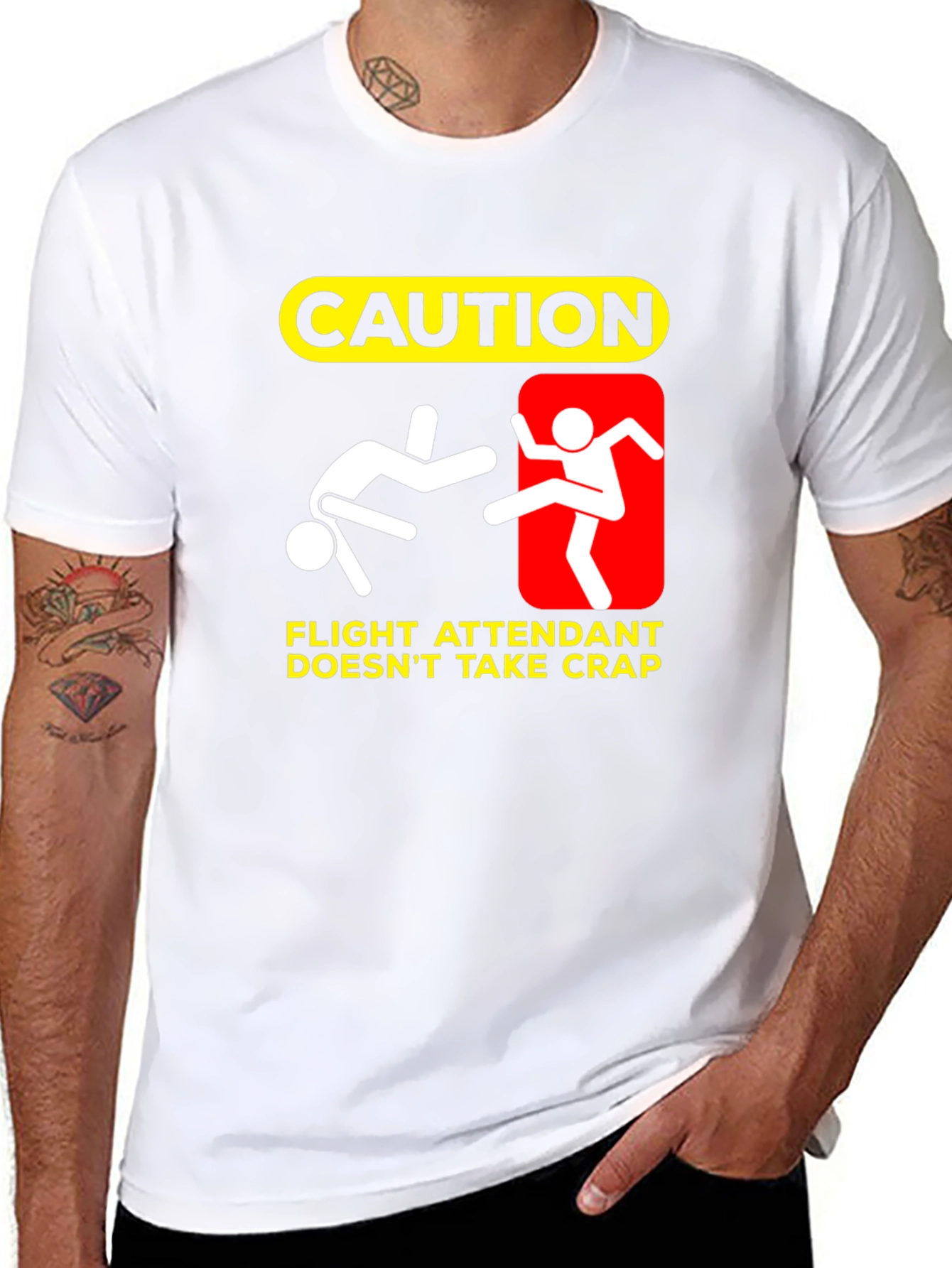 Caution Flight Attendant Funny T-Shirt