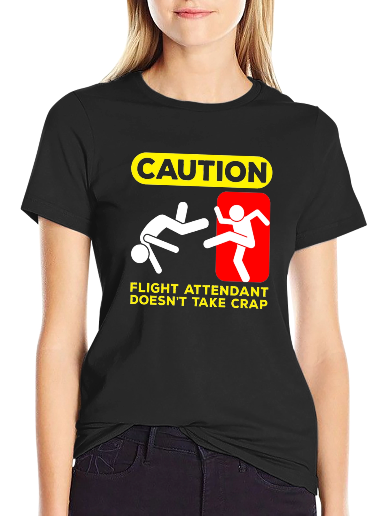 Caution Flight Attendant Funny T-Shirt