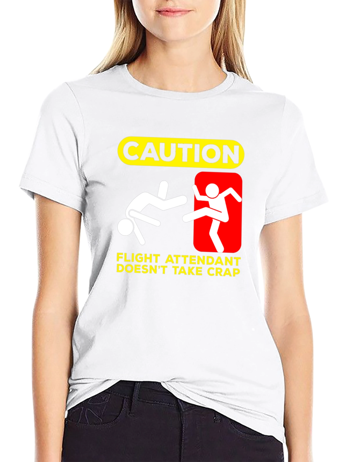 Caution Flight Attendant Funny T-Shirt