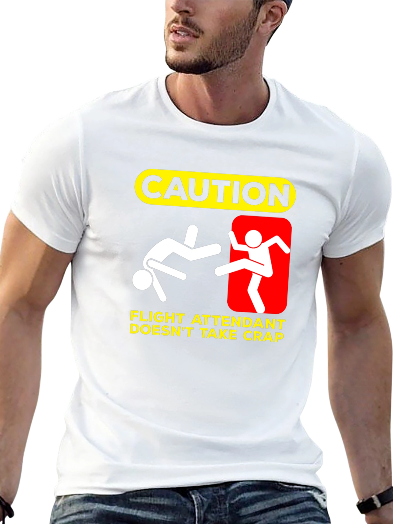 Caution Flight Attendant Funny T-Shirt